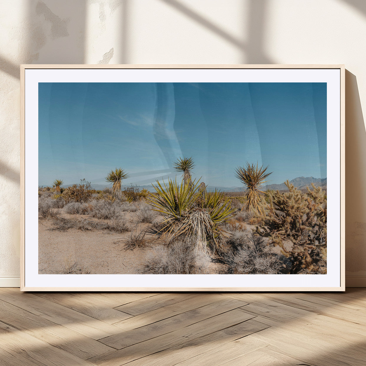 35156165-MGV-CV-36X24-Joshua Tree Wall Art Canvas Print – Framed Desert Landscape Warm Earth Tones Southwestern Minimalist Artwork for Home, Office