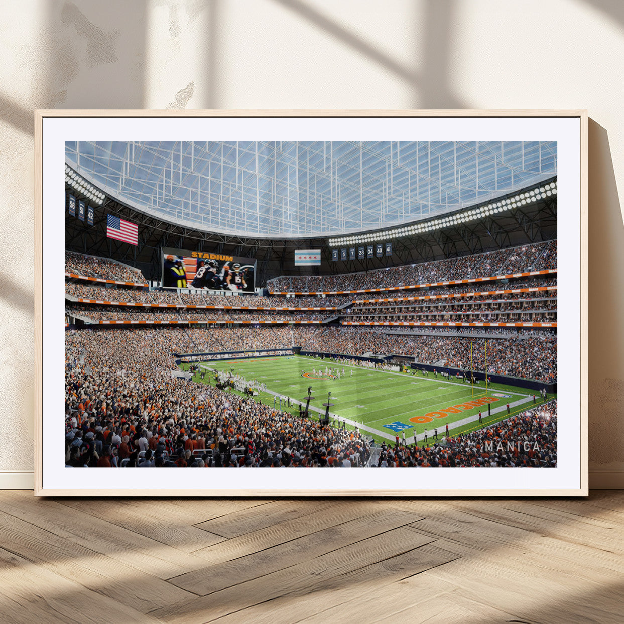 -Chicago Bears Soldiers Field Wall Art Canvas Print – Framed Football Stadium Artwork for Home, Office, Living Room