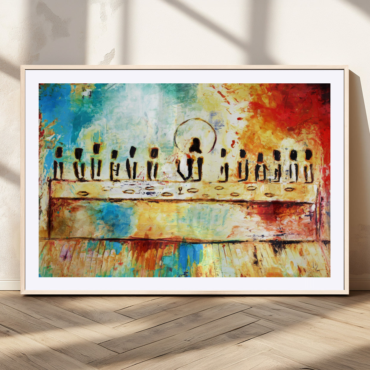 YKE34632598CR-MGC-FP-40x30-Abstract Last Supper Wall Art – Apostles Canvas Print Religious Painting Spiritual Decor for Home, Office