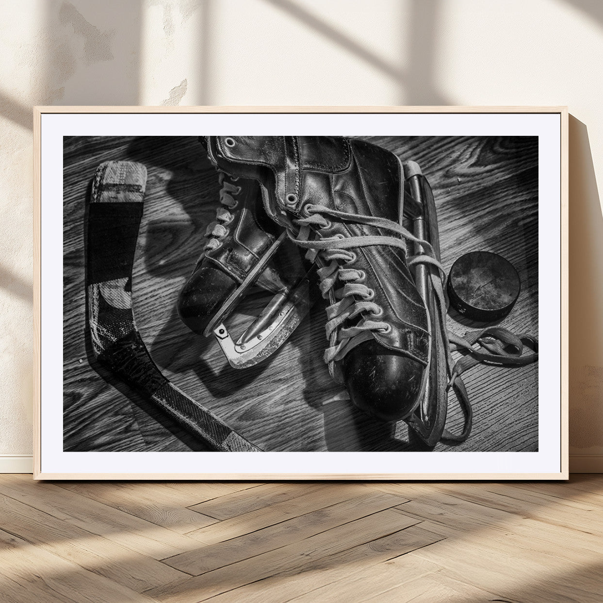 20553-MGV-CV-36X24-Old Pair of Mens Skates Wall Art Canvas, Men Skates Wall Art Print