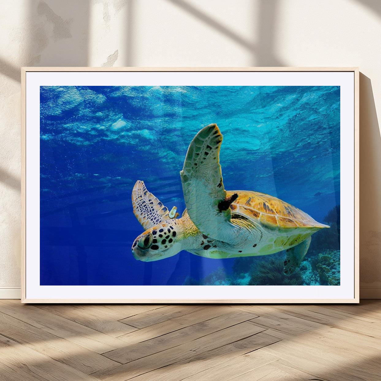 16292-MGC-FP-36x24_Natural-Sea Turtle Wall Art Canvas Print, Sea life in the Ocean Wall Art Printing