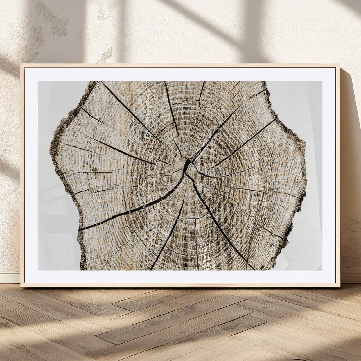 12450-MGC-FP-36x24_Natural-Abstract Wood Tree Ring Wall Art - Ready to Hang Minimalist Wooden Design for Rustic & Contemporary