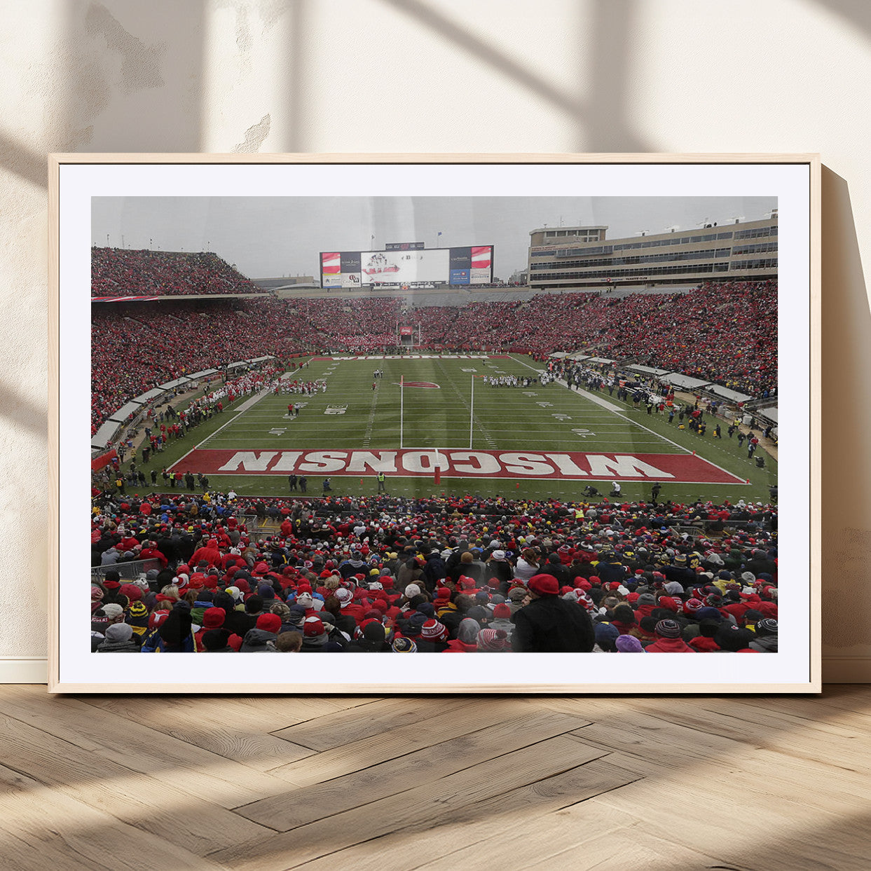 23461-MGV-CV-36X24-Wisconsin Badgers Team Print Canvas - Madison Camp Randall Stadium Wall Art Canvas Print