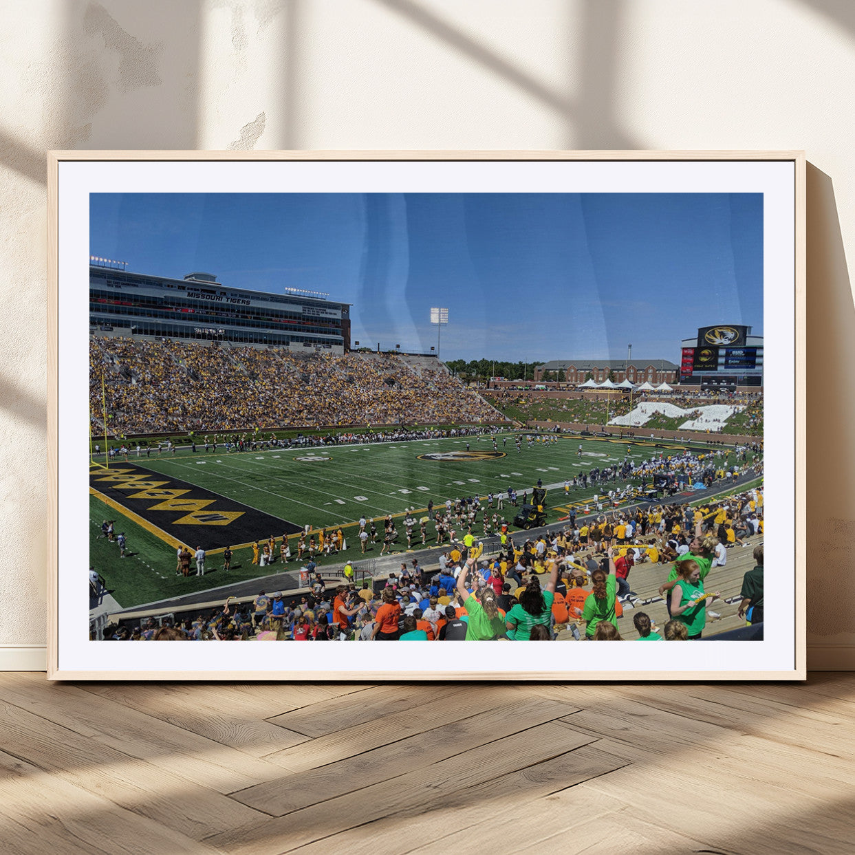 38399-MGC-FP-36x24_Natural-University of Missouri Tigers Football Team Print - Columbia Faurot Field Memorial Stadium Wall Art