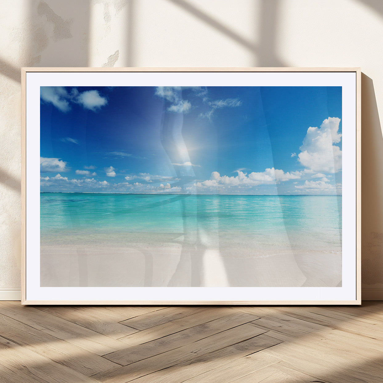 -Blue Ocean Wall Art Canvas Print - Tranquil Ocean Paradise Triptych Wall Art - Ready to Hang Beach