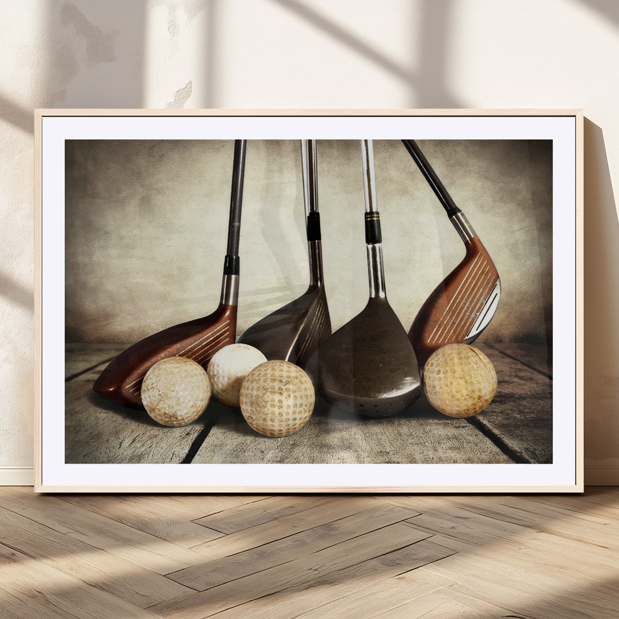 -Vintage Golf Ball Art | Golf Decor for Man Cave or Office | Ready to Hang and Framed
