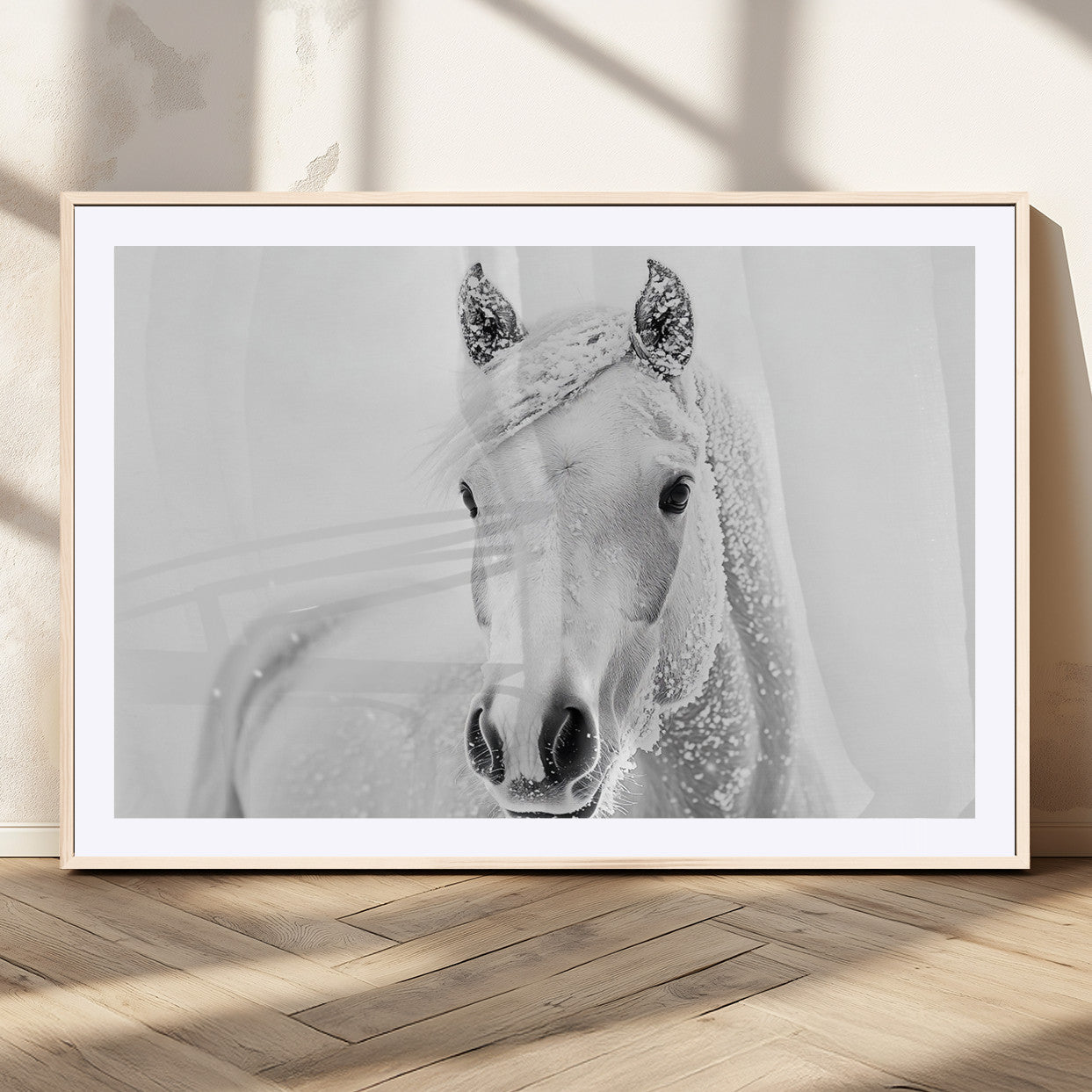 74782-MGC-FP-36x24_Natural-Majestic White Horse Wall Art | Ready to Hang and Framed | Farmhouse Wall Decor for Living Room