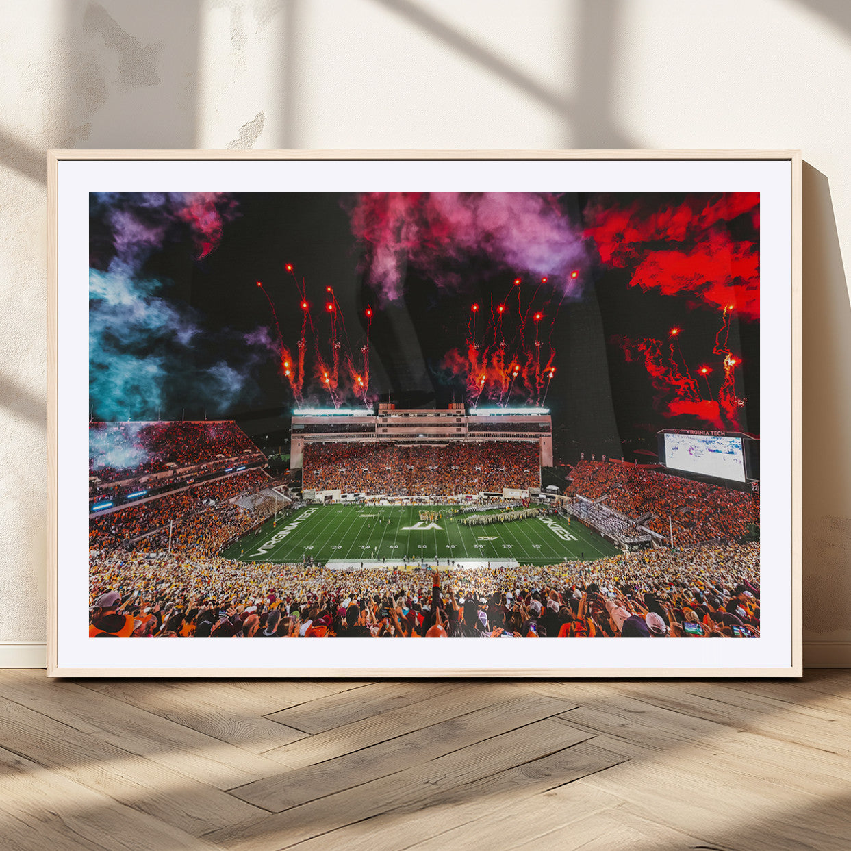 65761-MGC-FP-36x24_Natural-Virginia Tech Hokies Football Team Print - Blacksburg Lane Stadium Wall Art Canvas Print