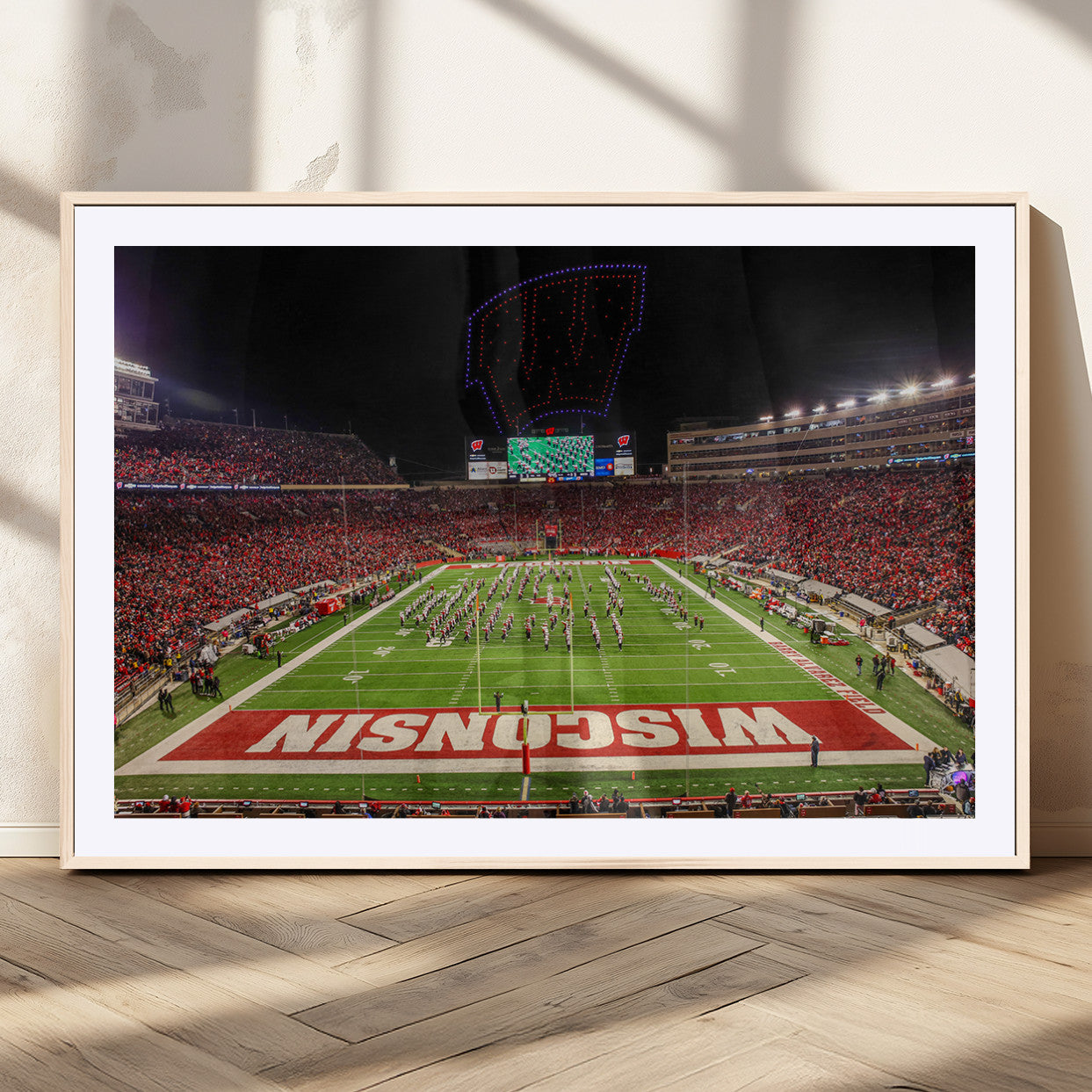 34125-MGV-CV-36X24-Wisconsin Badgers Football Team Print Canvas- Madison Camp Randall Stadium Wall Art Canvas Print