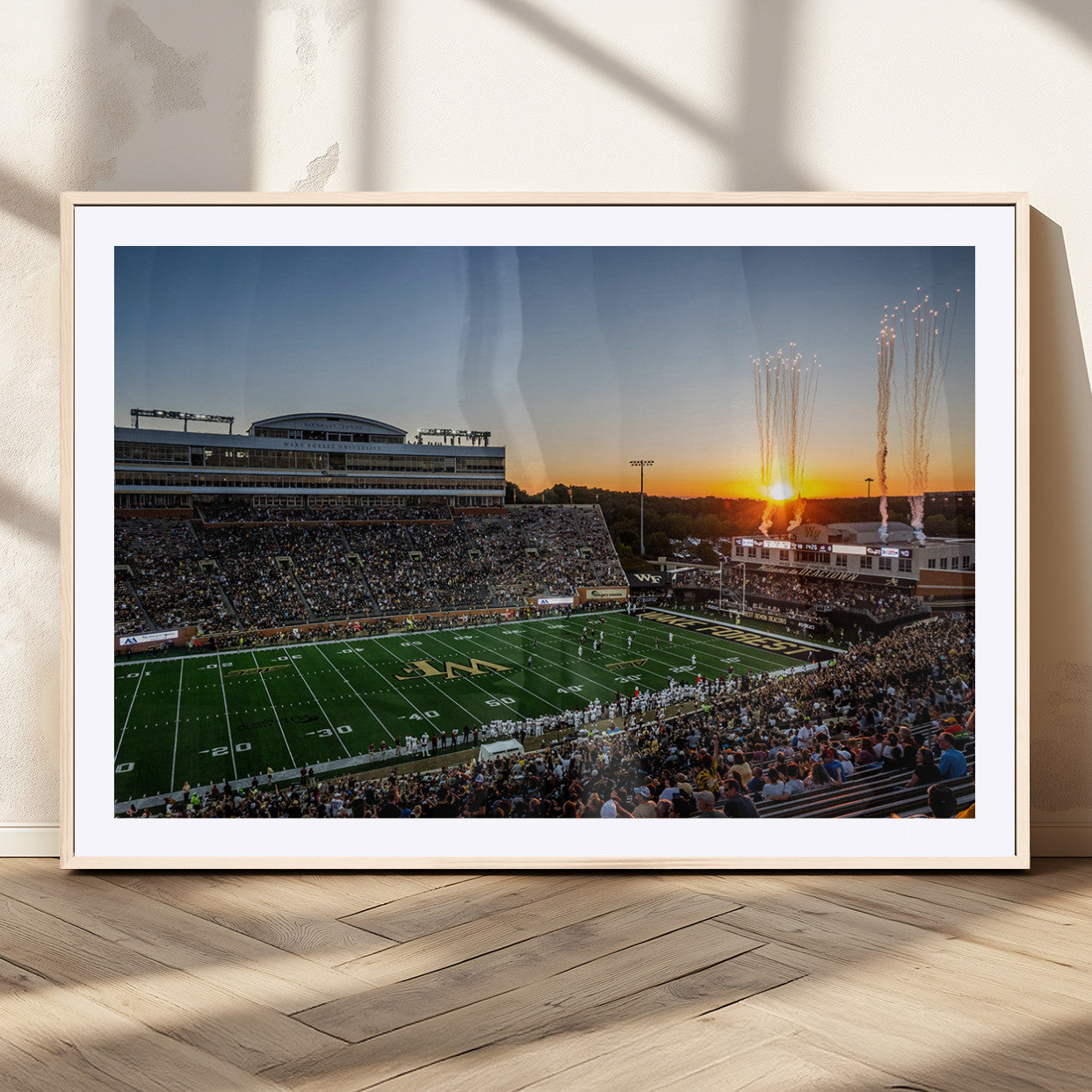 29253-MGC-FP-36x24_Natural-Demon Deacons Football Team Print Canvas- Winston-Salem Allegacy Federal Credit Union Stadium Wall