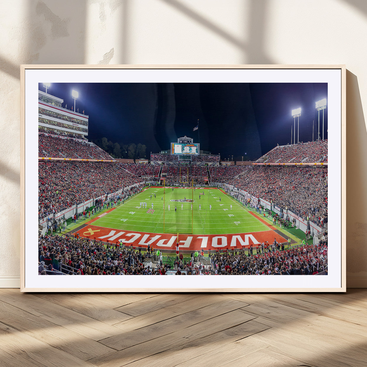 80943-MGC-FP-36x24_Natural-Wolfpack Football Team Print - Raleigh Carter-Finley Stadium Wall Art Canvas Print