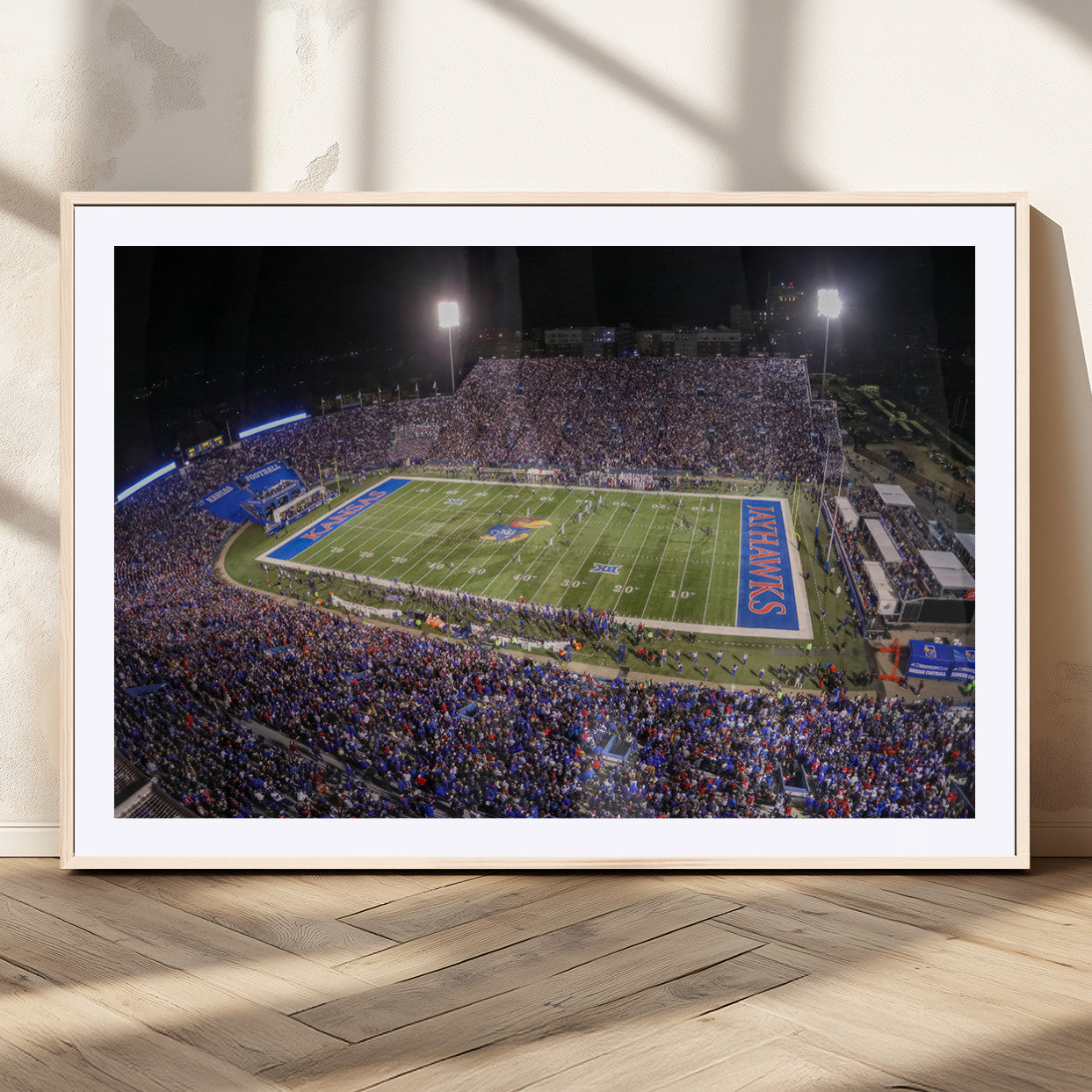 69760-MGC-FP-36x24_Natural-University of Kansas Jayhawks Football Team Print - Lawrence Kansas Memorial Stadium Wall Art Canvas