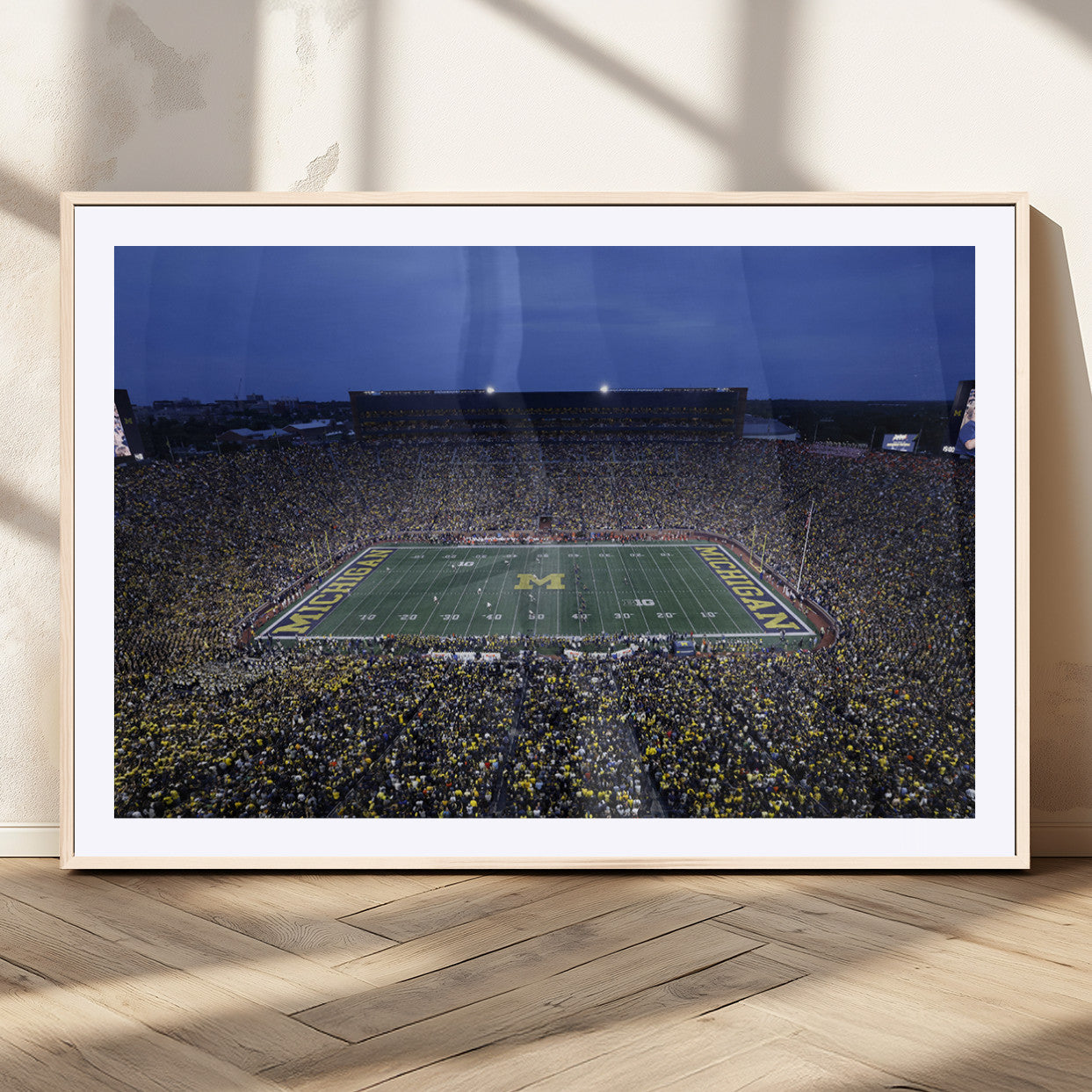34202-MGC-FP-36x24_Natural-University of Michigan Wolverines Football Team Print - Ann Arbor Michigan Stadium Wall Art Canvas