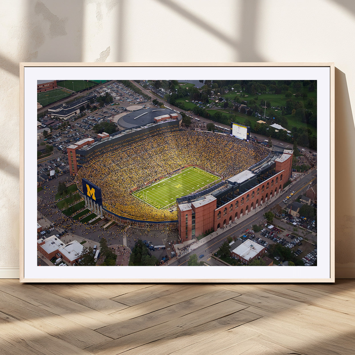 95248-MGC-FP-36x24_Natural-University of Michigan Wolverines Football Team Print - Ann Arbor Michigan Stadium Wall Art Canvas