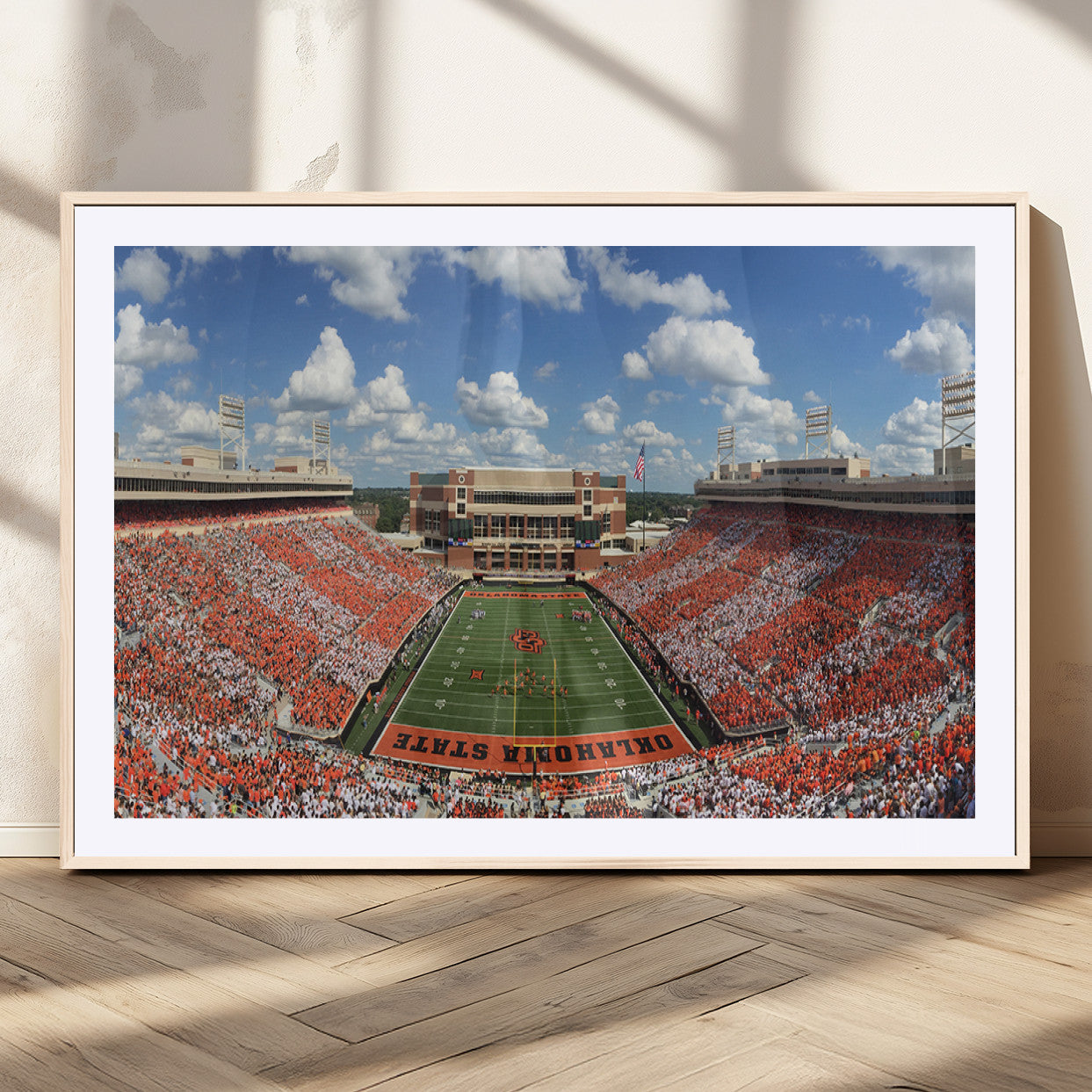 65192-MGC-FP-36x24_Natural-Oklahoma State Cowboys Football Team Print - Stillwater Boone Pickens Stadium Wall Art Canvas Print