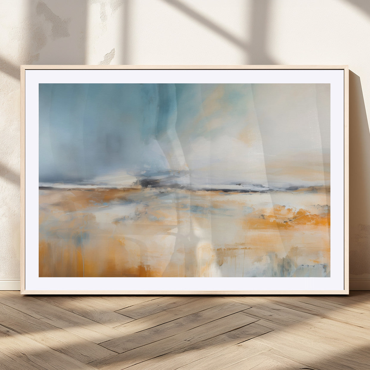 guzelmis-sharpen-MGC-FP-36x24_Natural-Abstract Landscape Wall Art Canvas Print - Warm Tones of Orange and Blue, Modern Framed Art for Home