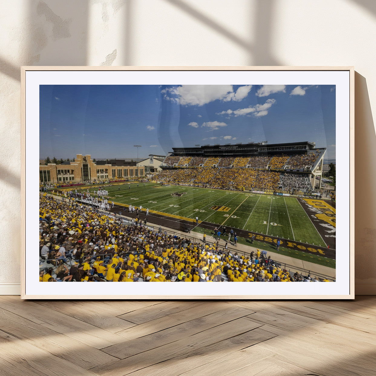 75112-MGC-FP-36x24_Natural-University of Wyoming Cowboys Football Team Print - Laramie Jonah Field War Memorial Stadium Wall