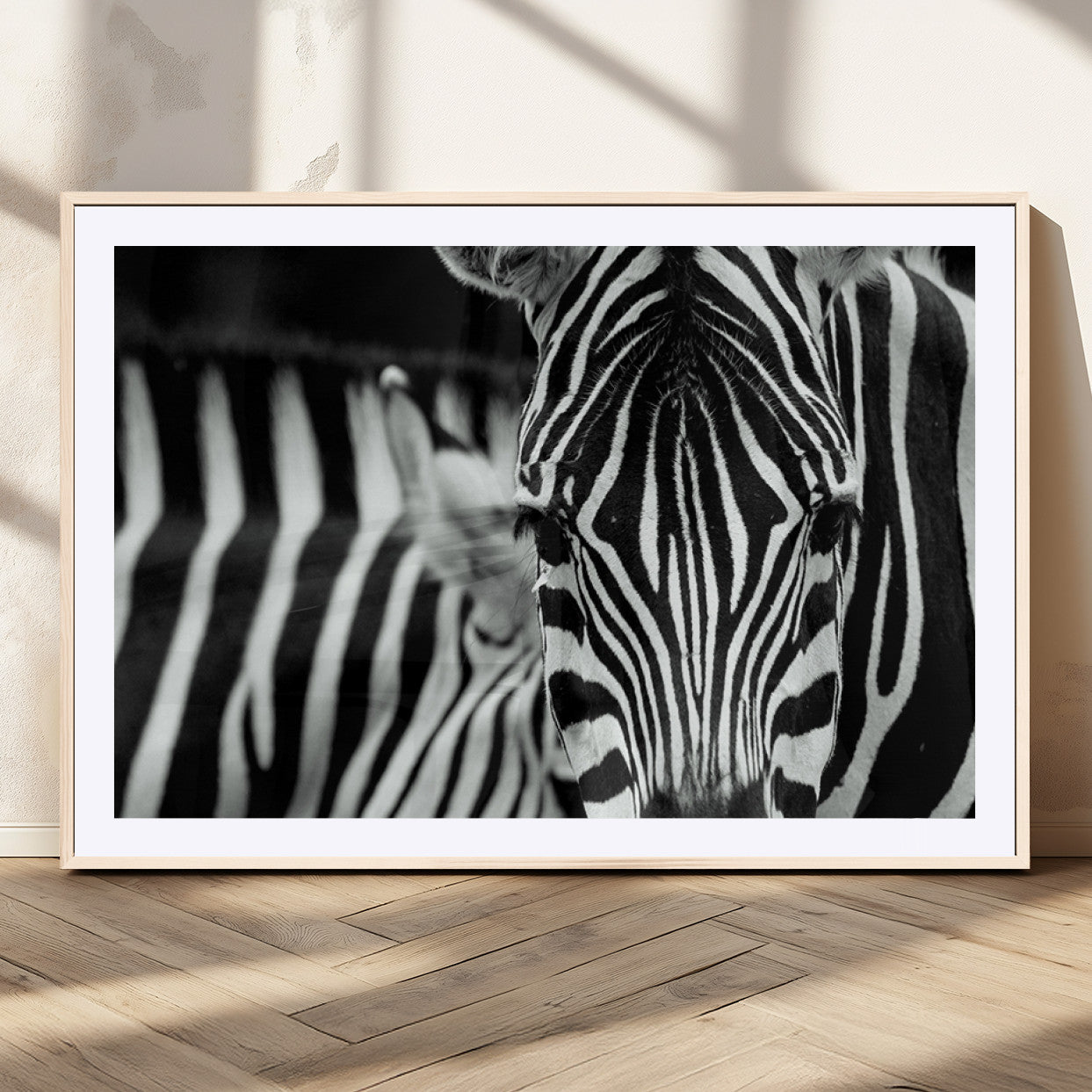 MGC-FP-36x24 - Zebra Wall Art – Close Up Black and White Animal Print, Bold Safari Decor for Living Room, Office, or Bedroom