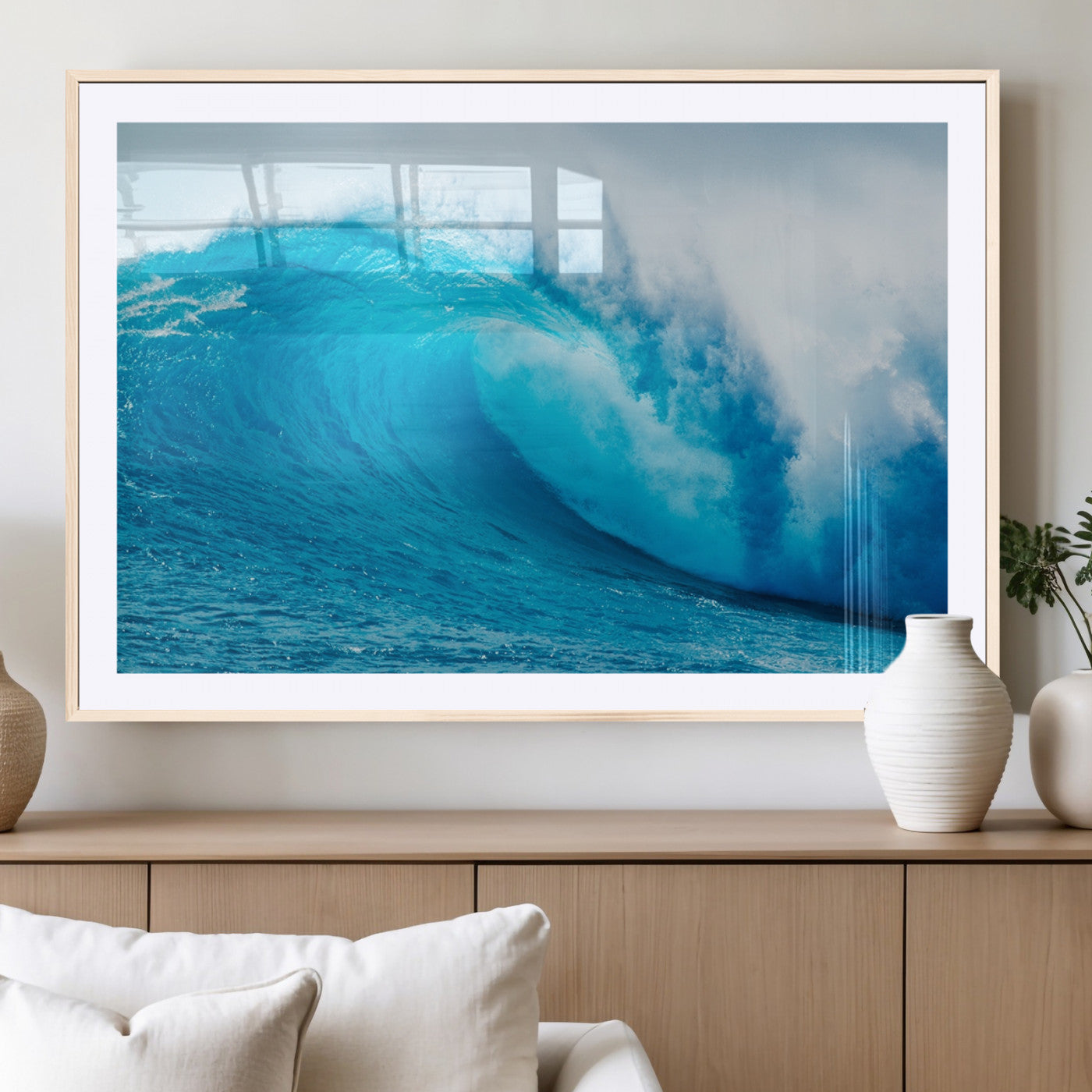 13117-MGV-CV-36X24-Big Ocean Surfing Wave Wall Art Canvas Print
