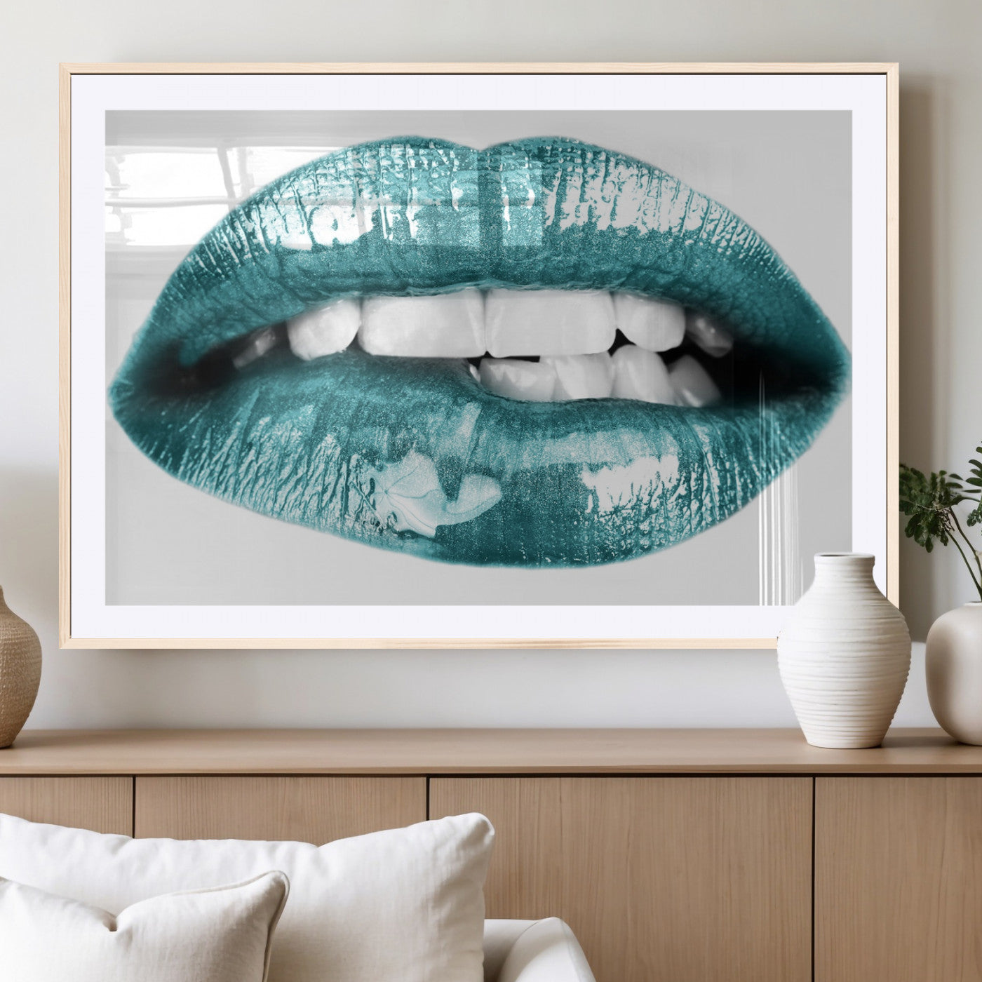 72429-MGC-FP-36x24_Natural-Blue Lips Wall Art Canvas Print