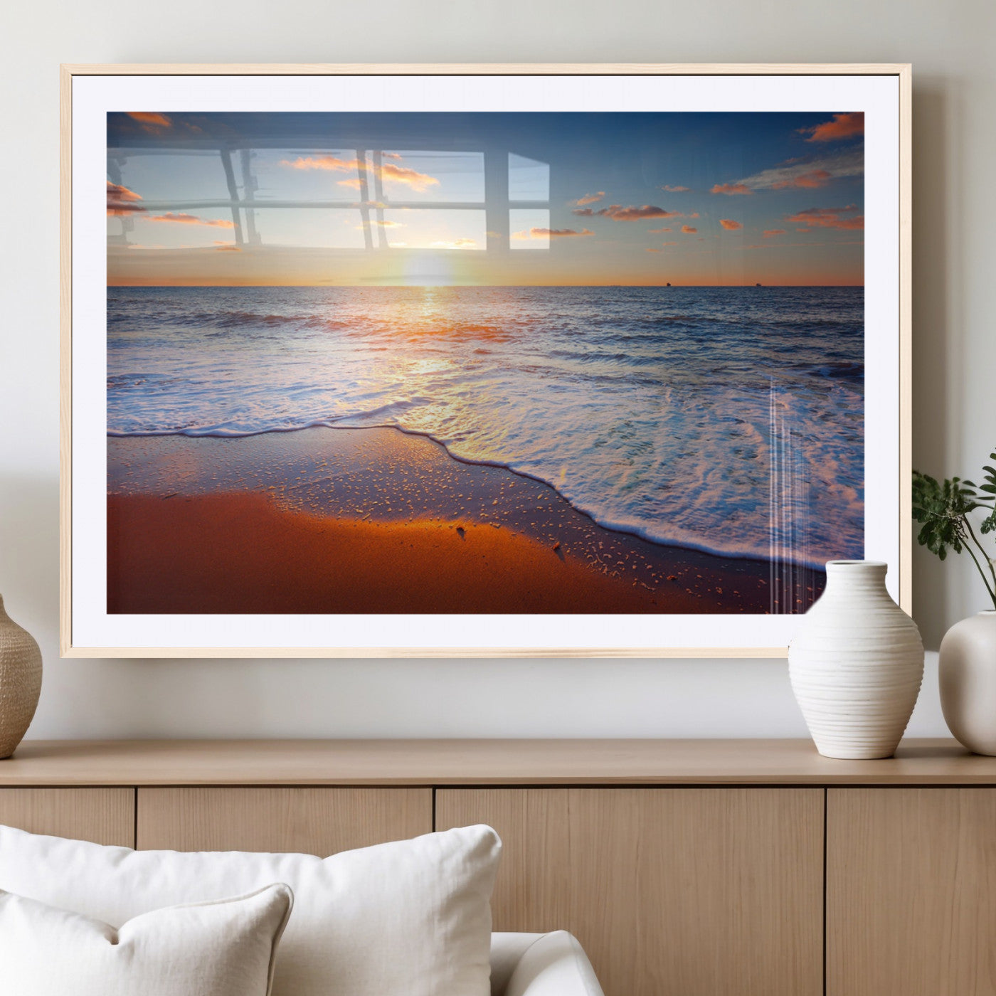 96736-MGC-FP-40x30-Ocean Beach Canvas Wall Art Beach Canvas, Coastal Sunset Tropical Island Beach Sunset Artwork Print