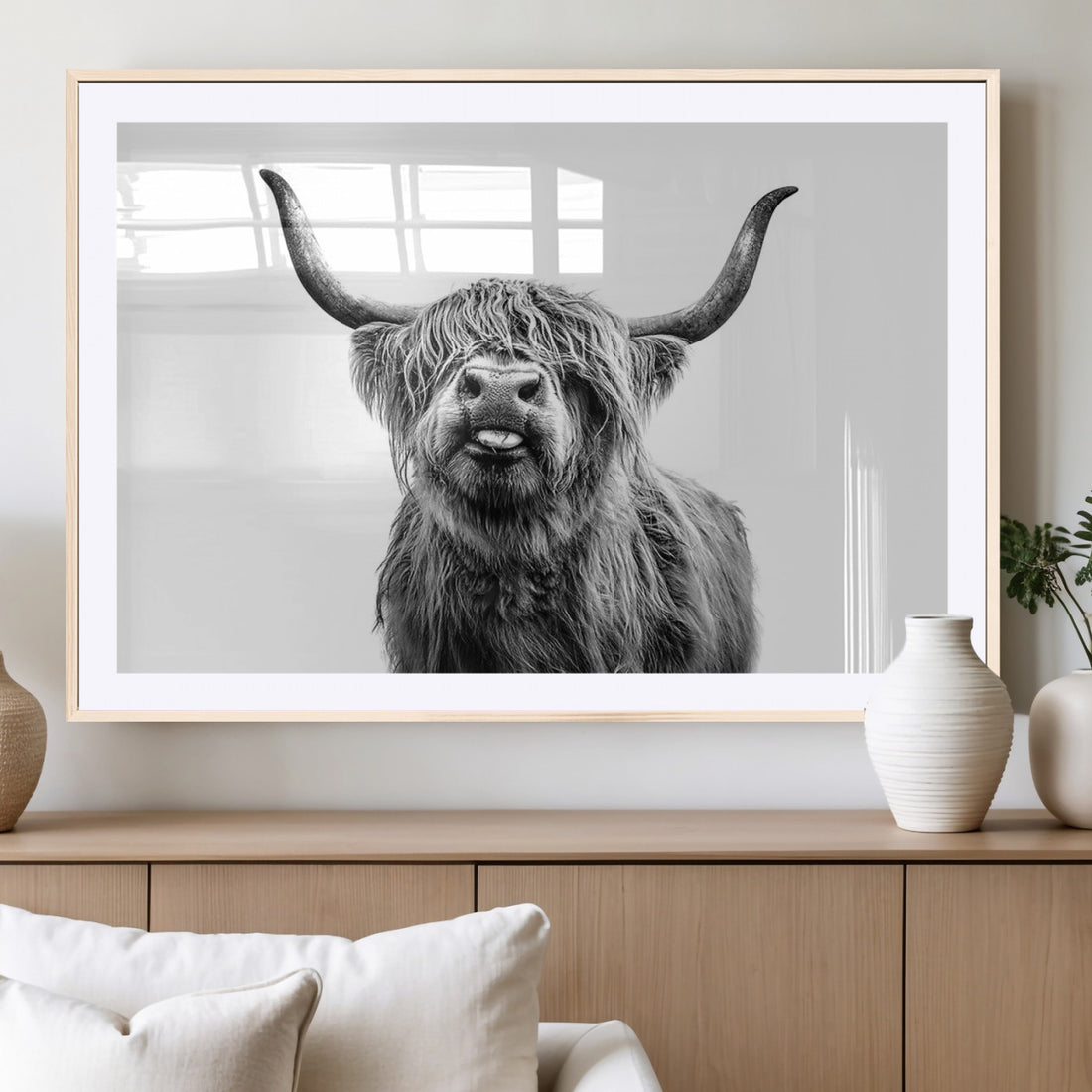 Fanny Scottish Highland Cow Cattle Art Print Farmhouse Wall Art Canvas Print