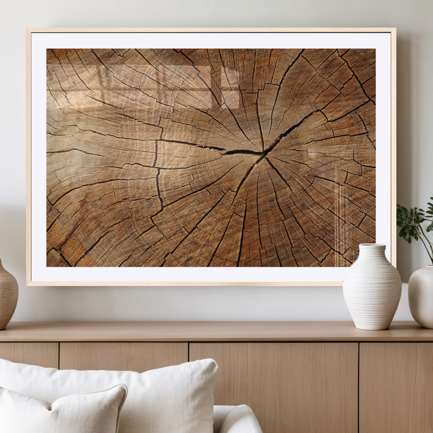 61710-MGV-CV-36X24 - Tree Ring Canvas Art, Rustic Wood Grain Wall Art, Tree Slice Decor for Modern Homes, Giclee