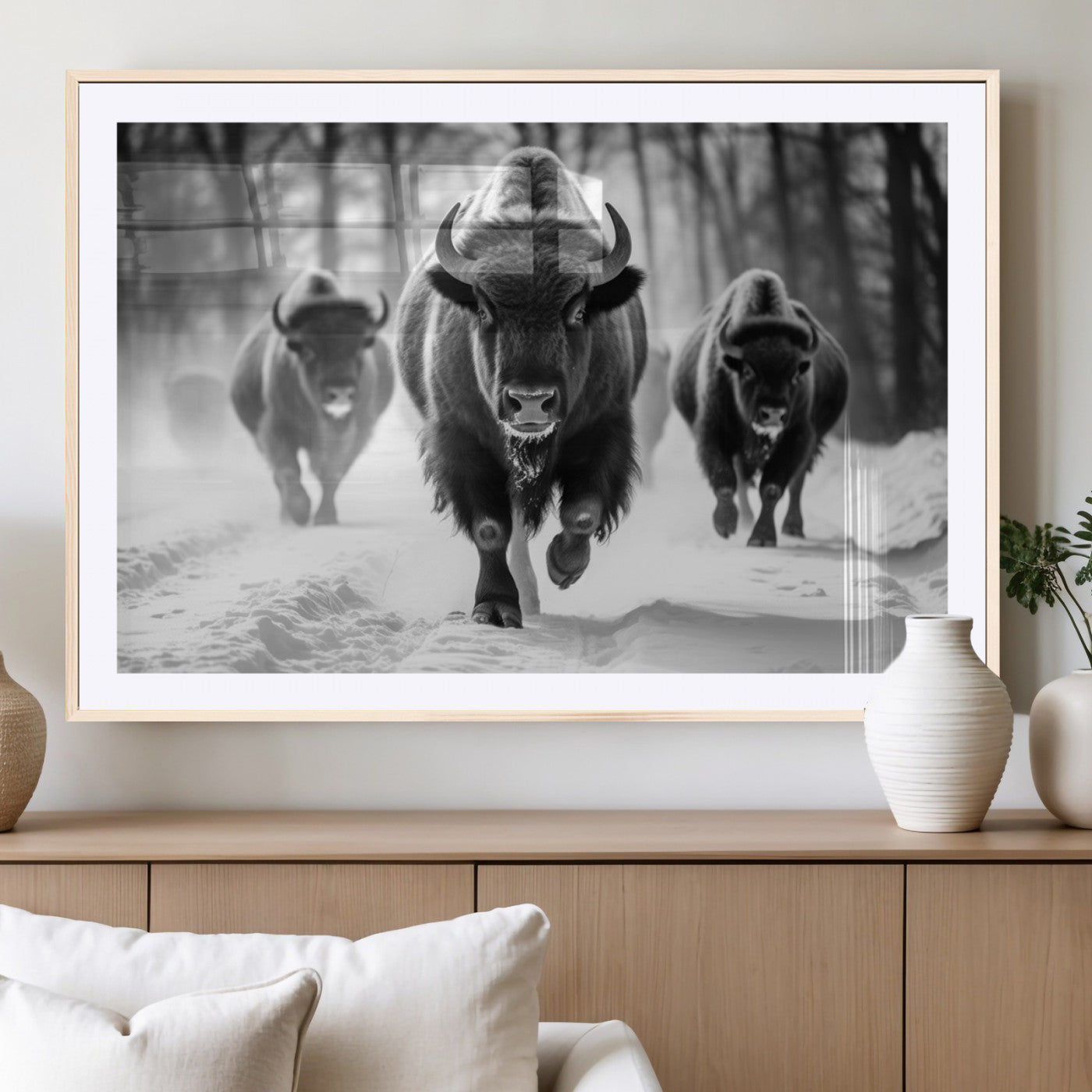 97552-MGV-CV-36X24-Buffalo Wall Art Canvas Print, Bison Family Wall Art Canvas Print