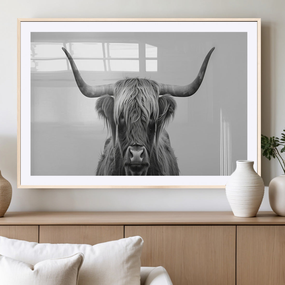 Farmhouse Longhorn Wall Art Canvas Print, Longhorn Texas Wall Art