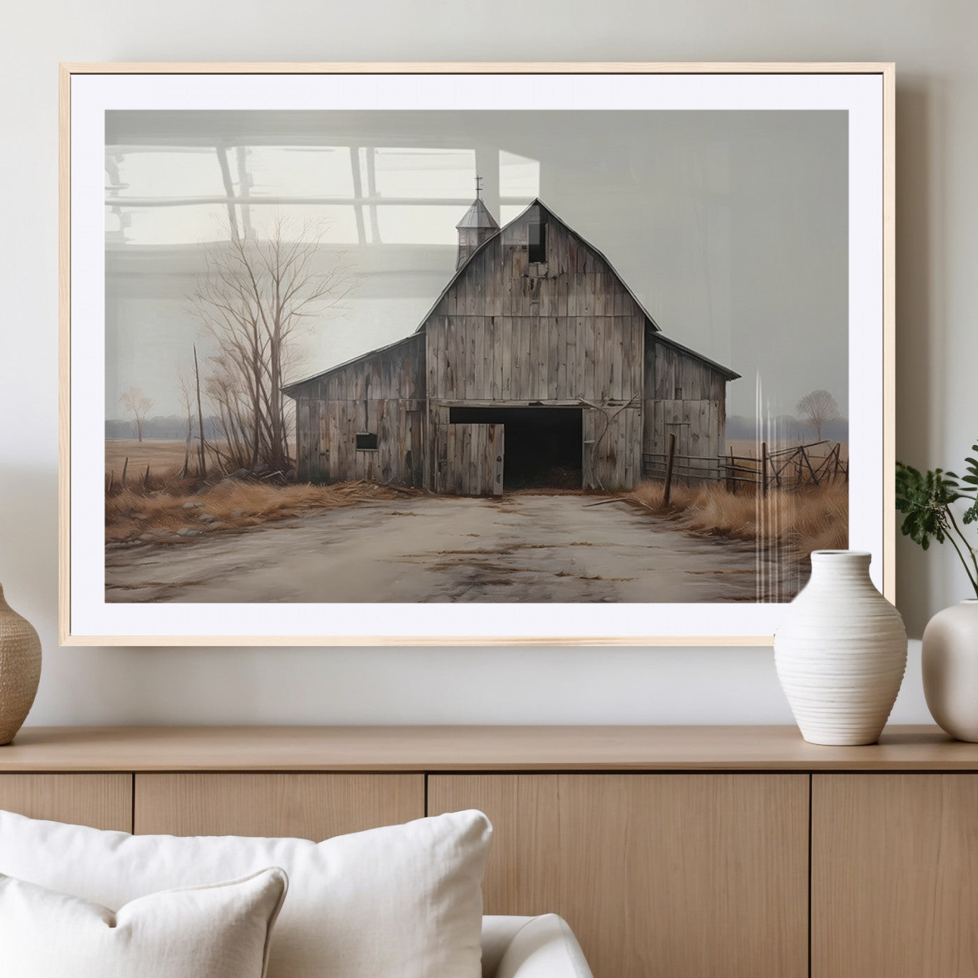 11602-MGV-CV-36X24 - Farmhouse Rustic Barn Wall Art Canvas Print – Framed and Ready to Hang – Perfect Addition to