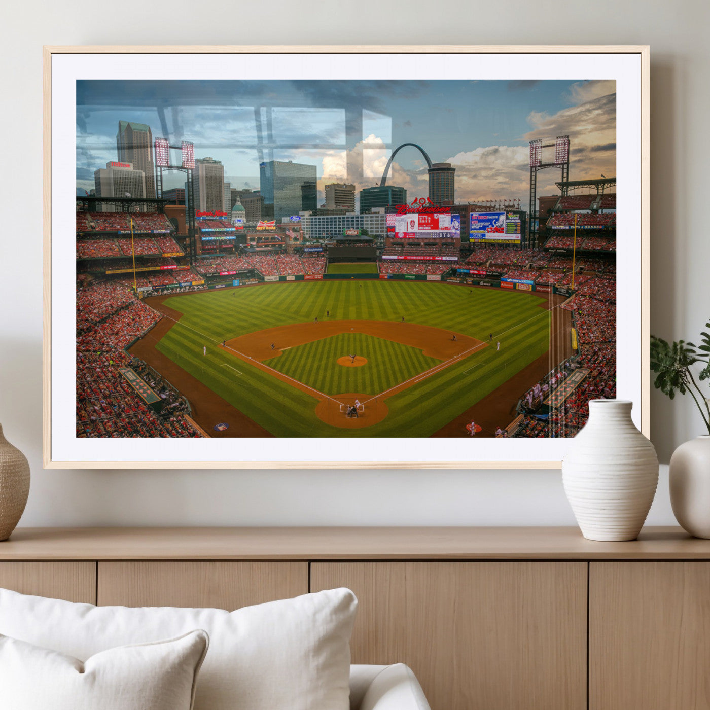 91908-MGV-CV-36X24-Busch Stadium Wall Art Print | St. Louis Cardinals Baseball Stadium Canvas Print | Framed Sports