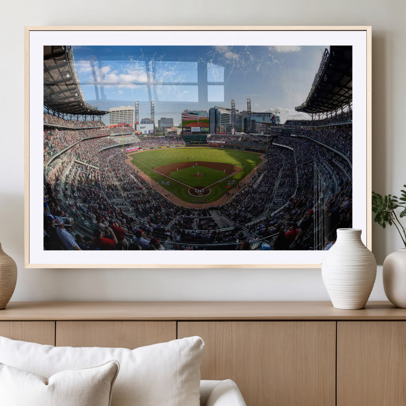 78608-MGC-FP-36x24_Natural-Truist Park Stadium Canvas Wall Art - Atlanta Braves Game Day Exclusive Decor
