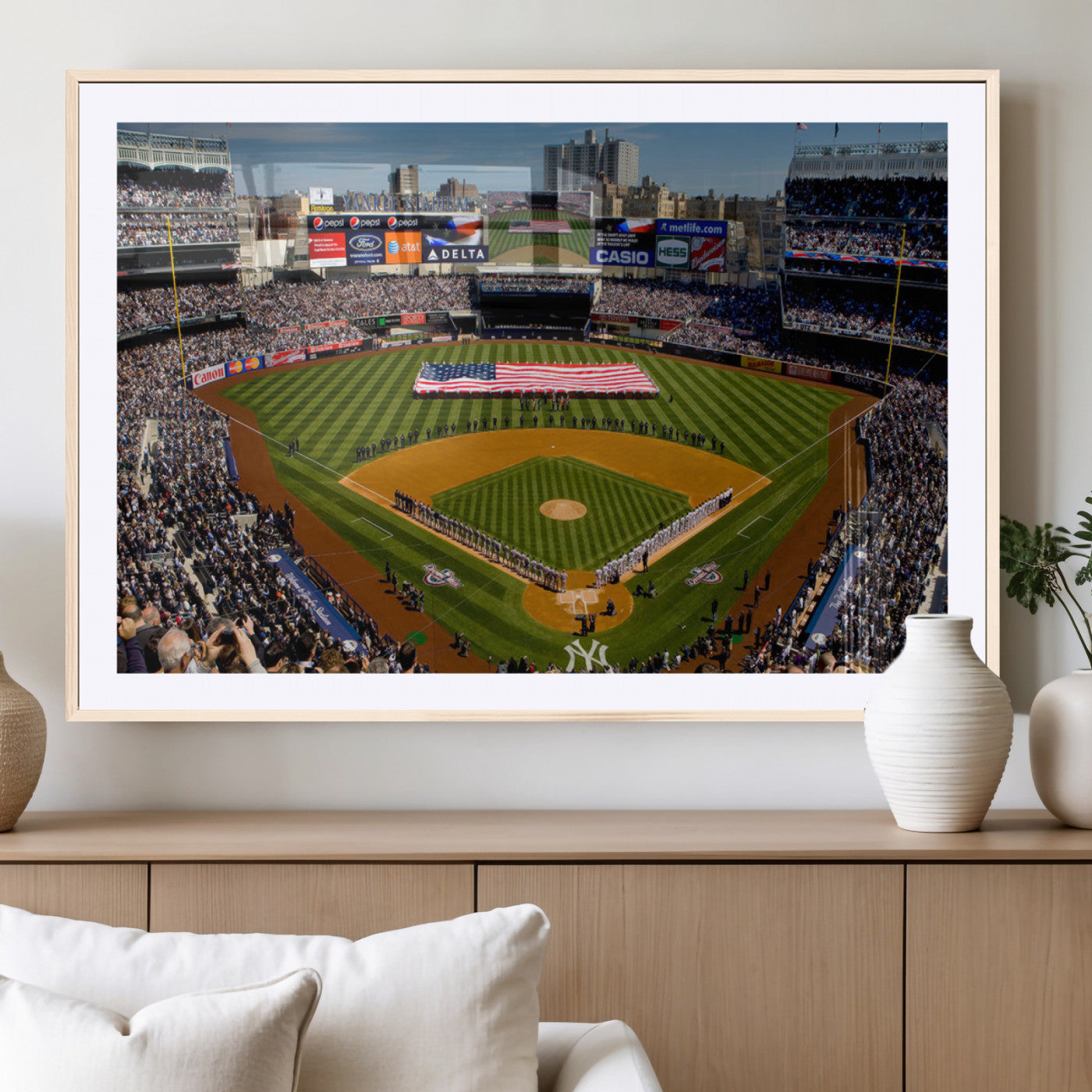 20879-MGV-CV-36X24-Yankee Stadium New York Wall Art Print | 3-Panel Canvas Print of Yankees Baseball Stadium | Large