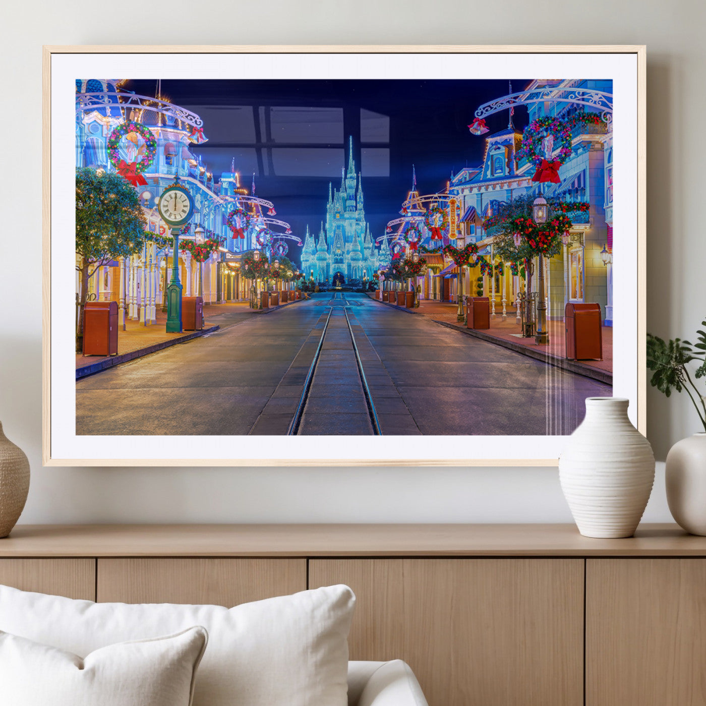 12470-MGV-CV-36X24-Disney Castle Wall Art – Large Magic Kingdom Canvas Artwork, Fairytale Design, Kids Room Christmas Decor for Home, Office