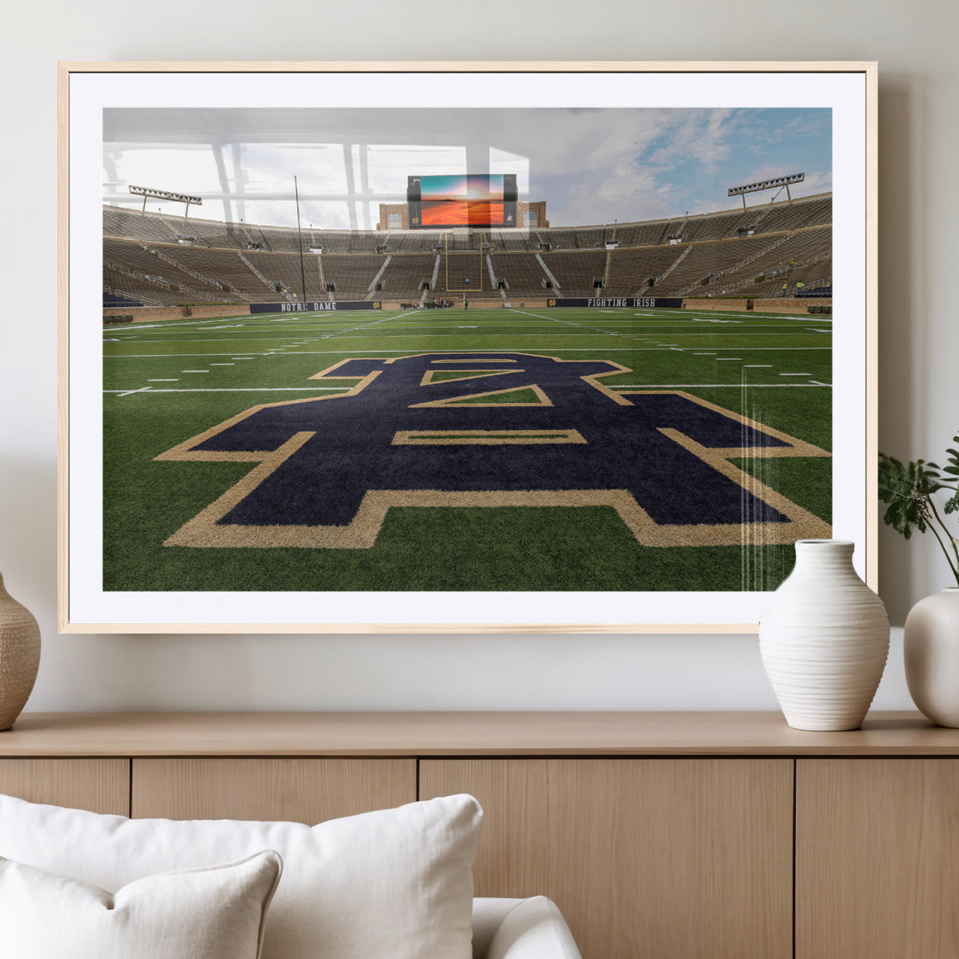 MGC-FP-36x24 - Notre Dame Stadium Wall Art Canvas Print, Framed Indiana Stadium Art Picture Print, Notre Dame Field Perfect Sport Room Decor Artwork