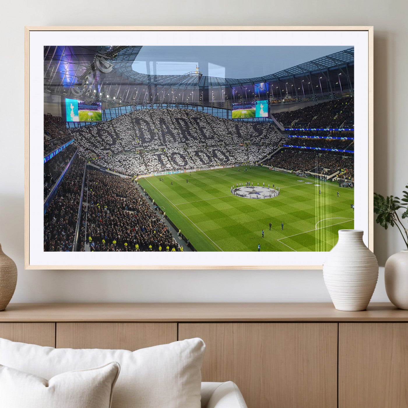 38765-MGC-FP-36x24_Natural-Tottenham Hotspur Stadium Canvas Print, Match Day Triple Canvas Wall Art - Premier League Football