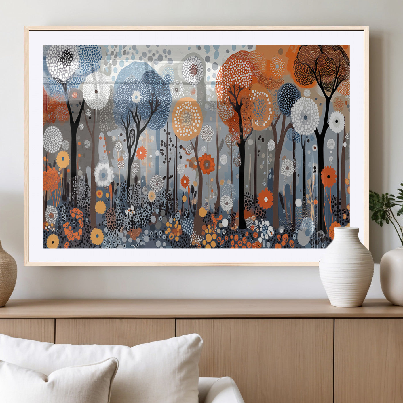 48857-MGV-CV-36X24-Abstract Winter Landscape Canvas Wall Art Print - Large Colorful Nature Wall Decor