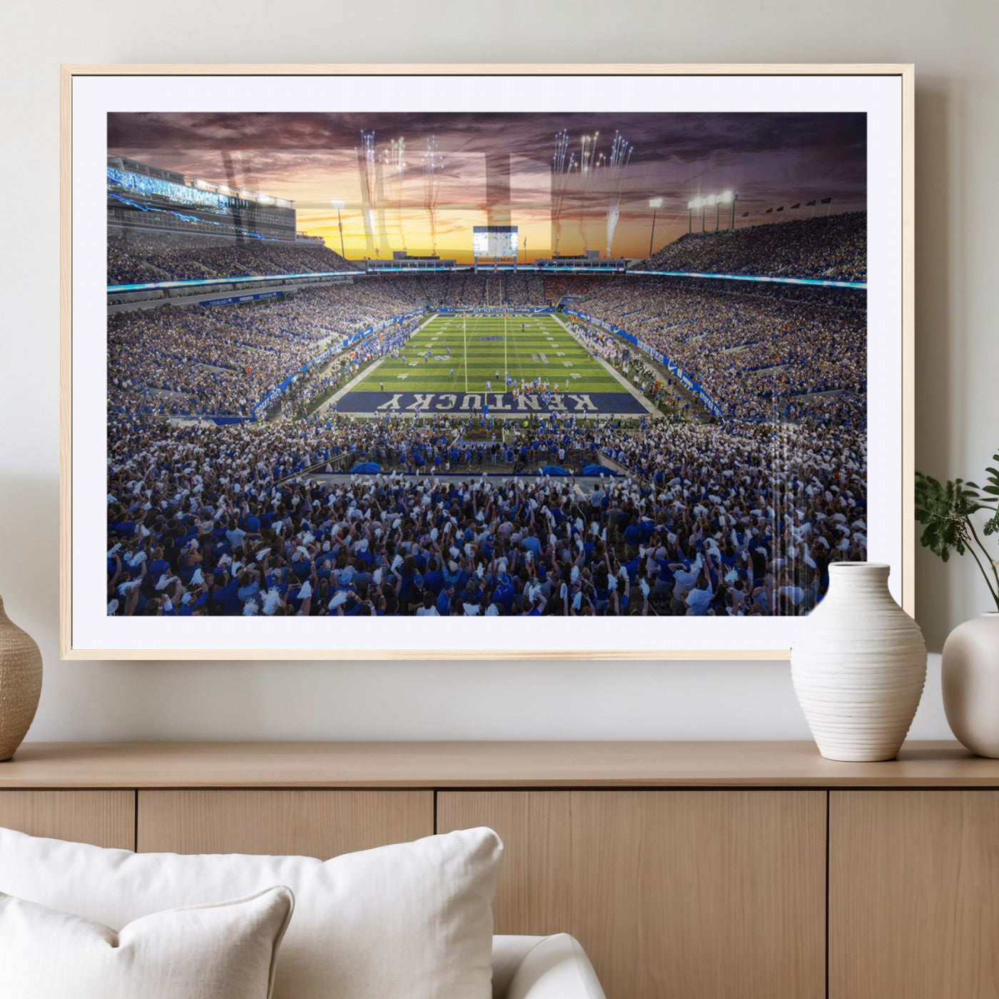 78524-MGC-FP-36x24_Natural-Kroger Field Wall Art Print - Kentucky Stadium Wall Art Print - Sunset Football Stadium Wall Decor -