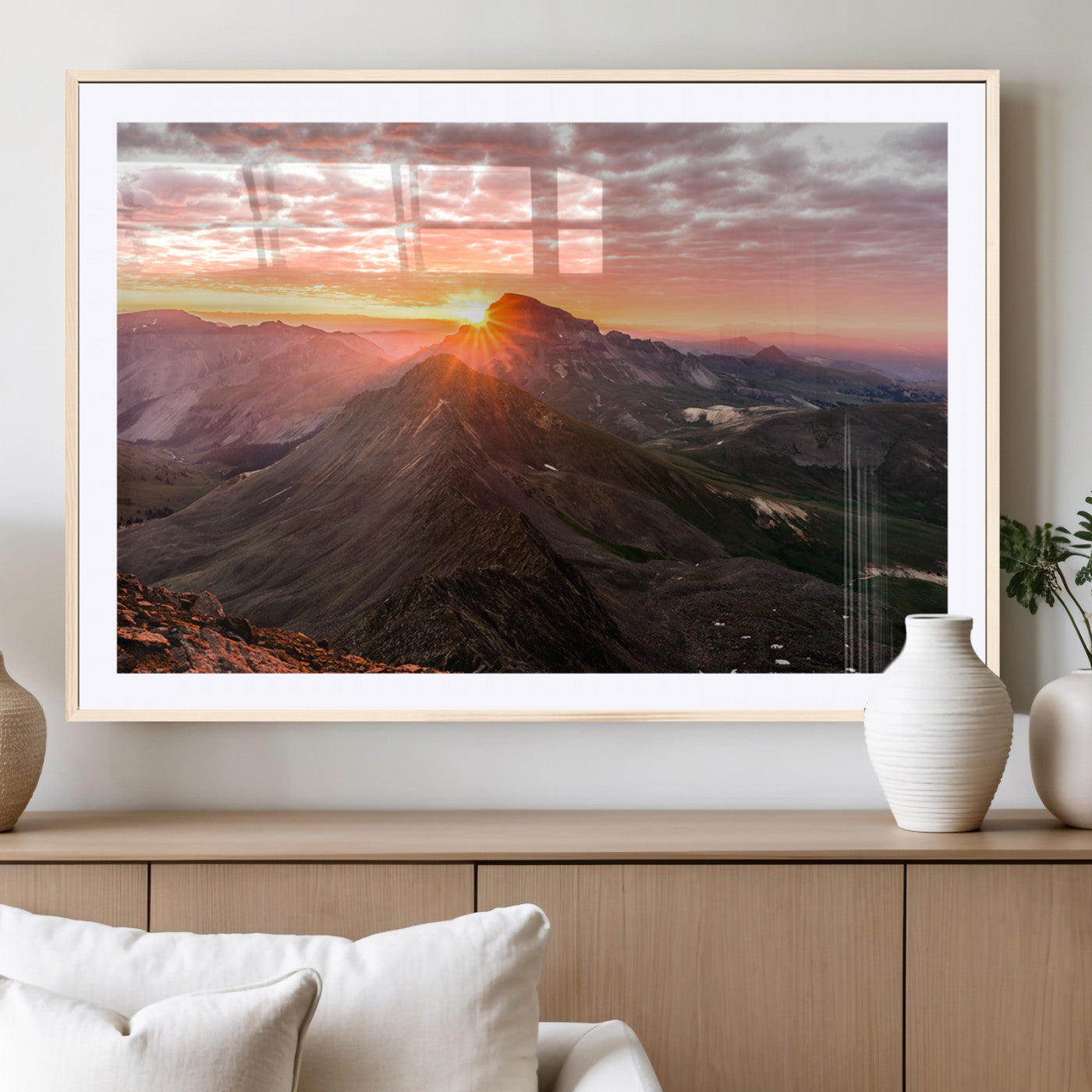 MGC-FP-36x24 - Majestic Sunrise Wall Art – Canvas Print of Rugged Mountain Peaks, Vibrant Sky, Serene Landscape, Nature Decor for Home or Office