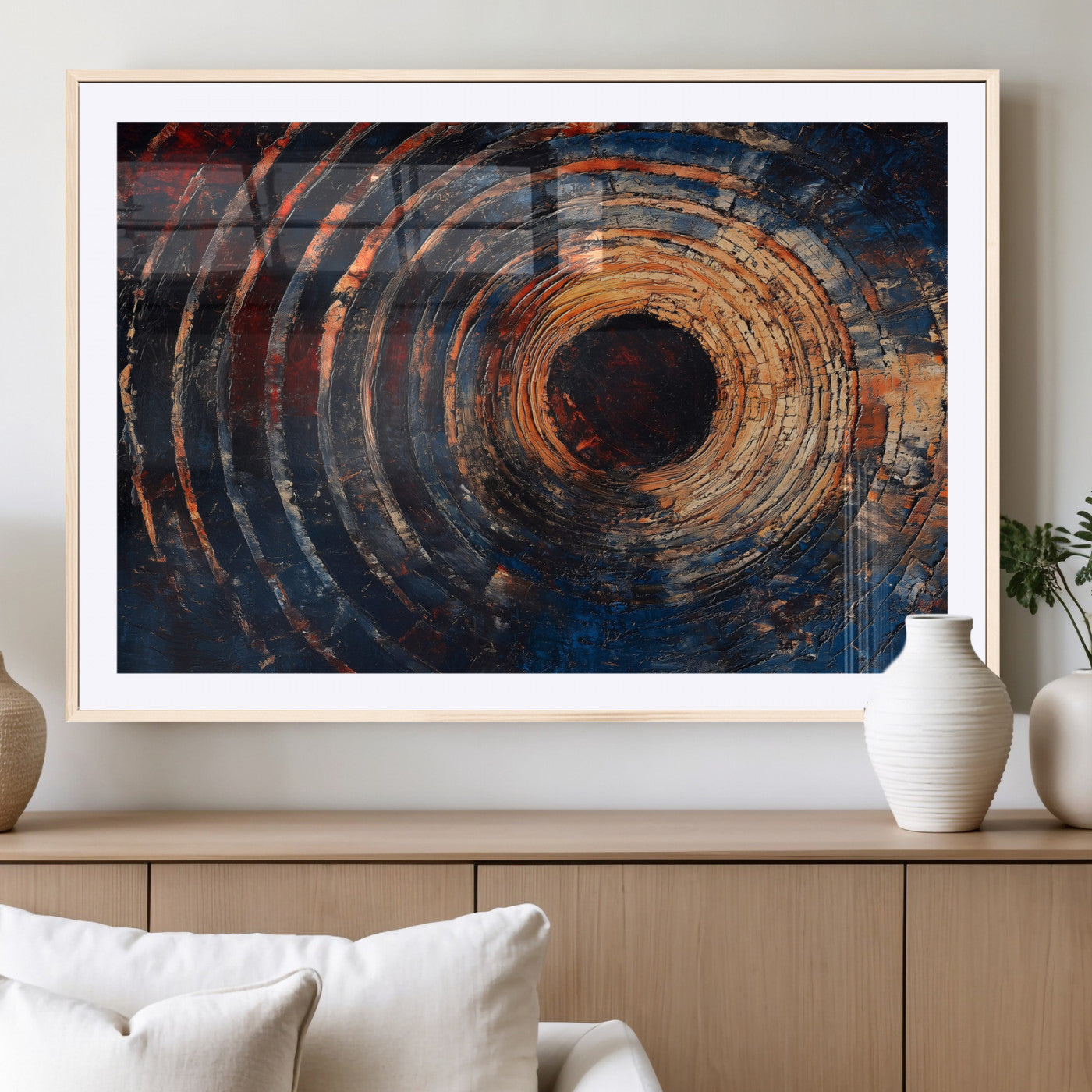 10017879-MGC-FP-36x24_Natural-Wood Tree Ring Wall Art Canvas Print – Framed Natural Wood Artwork, Rustic Tree Slice Perfect Decor for Home, Office