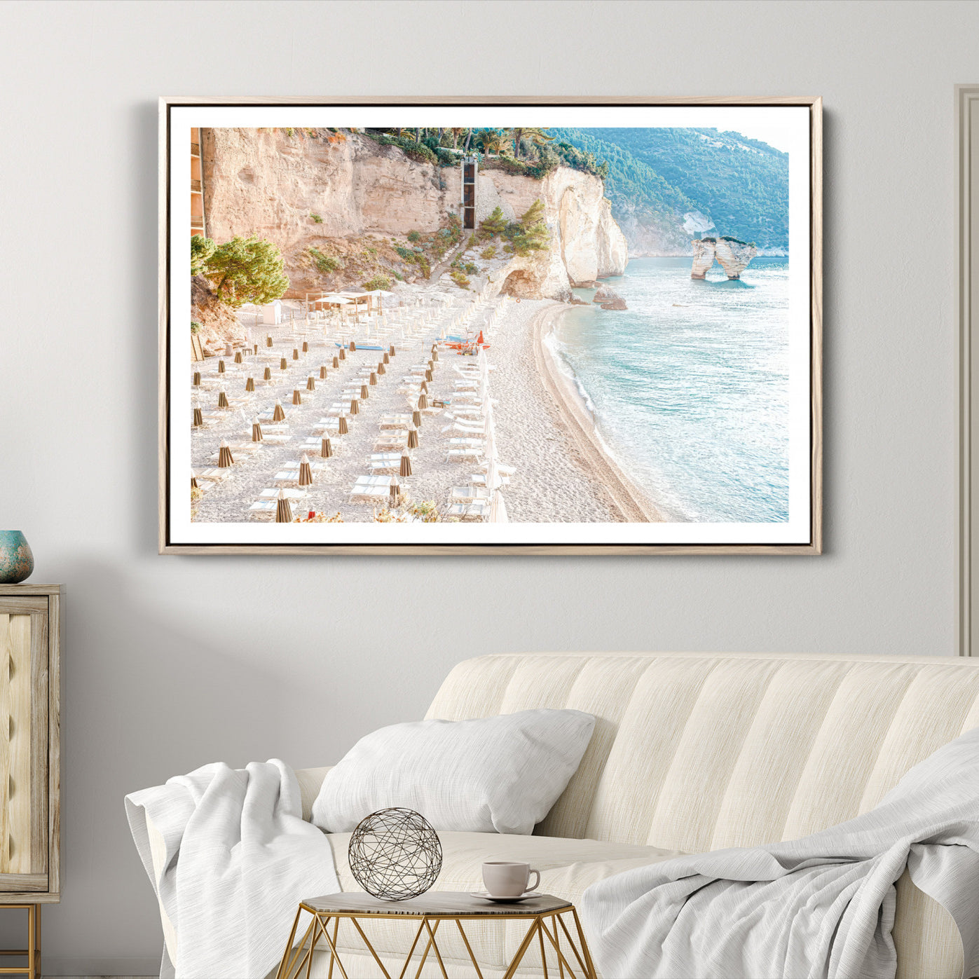-Beach Wall Art Canvas Print, Framed Coastal Art Picture Print, Summer Shore Perfect Coastal Decor