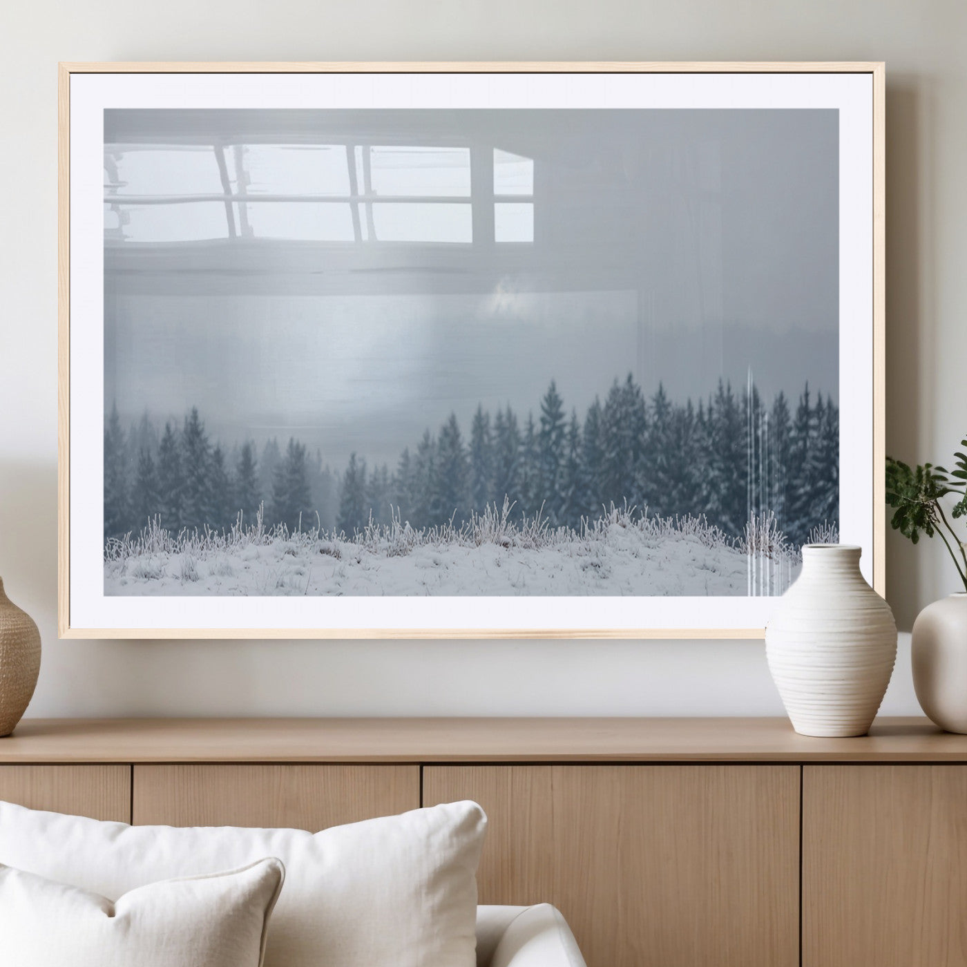 33033082-MGC-FP-36x24_Natural-Winter Forest Wall Art Canvas Print – Framed Snowy Landscape Art Picture Misty Tree Scene Artwork for Home Office