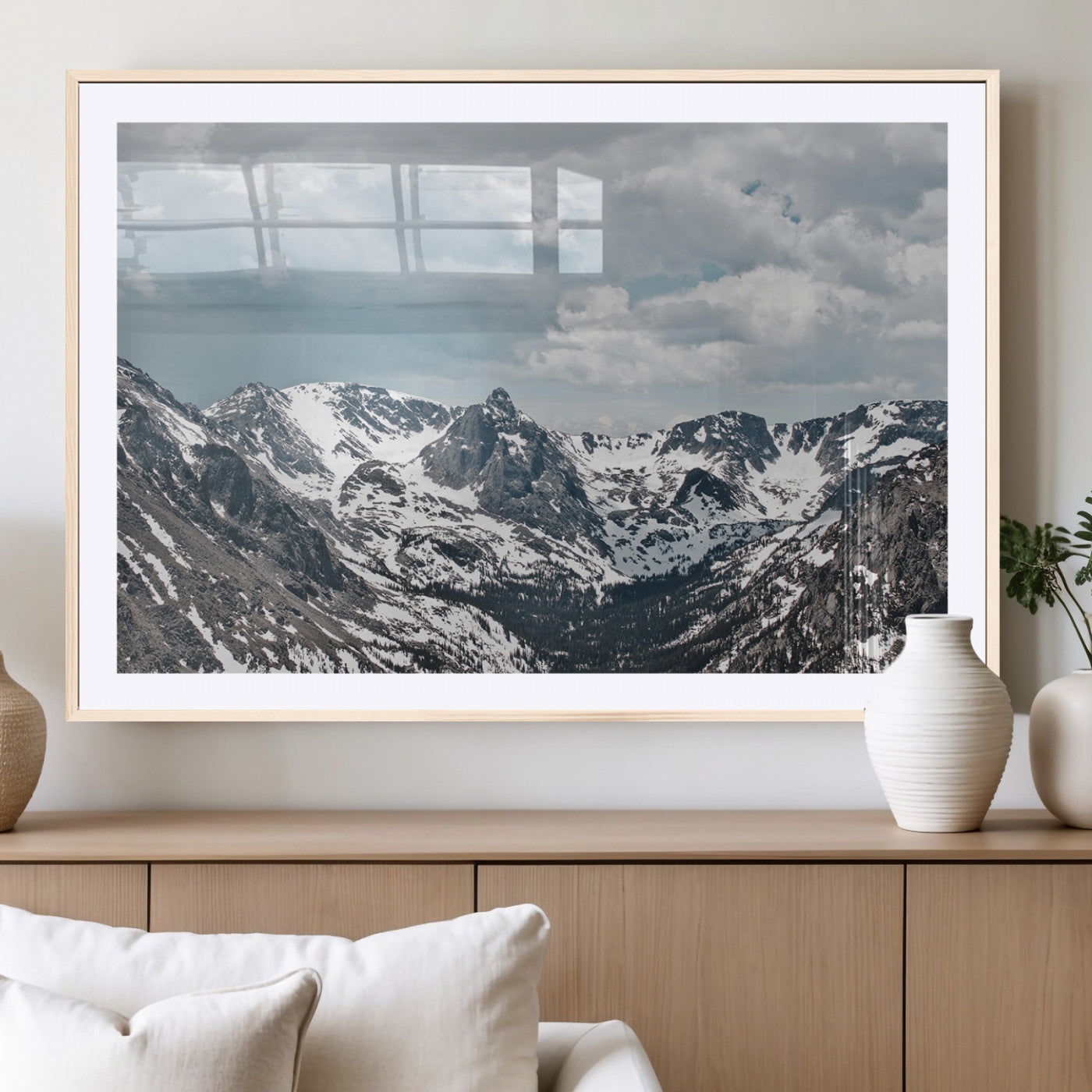 94074619-MGV-CV-36X24-Snowy Peaks Wall Art Canvas Print – Alpine Wilderness Mountain Escape Winter Serenity Artwork for Home, Office