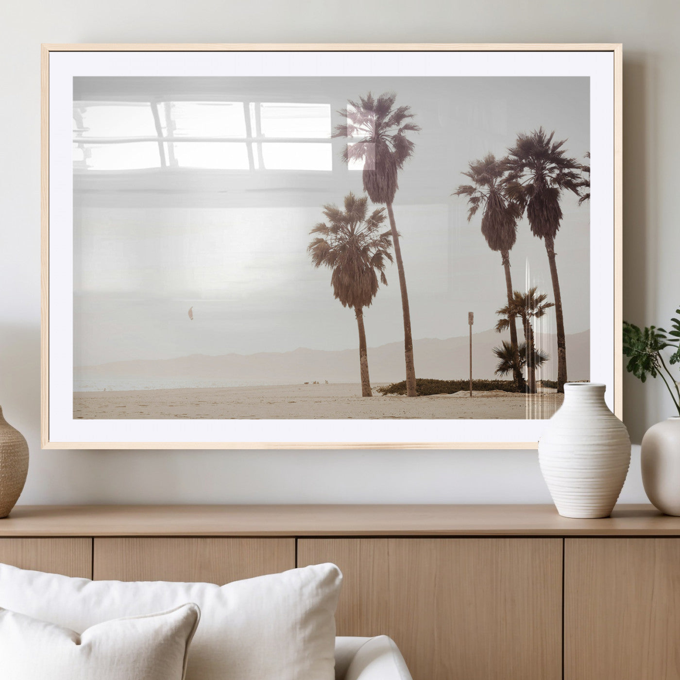 -Coastal Light Wall Art Canvas Print – Relaxing Shoreline Minimalist Ocean Tropical Serenity Artwork for Home, Office