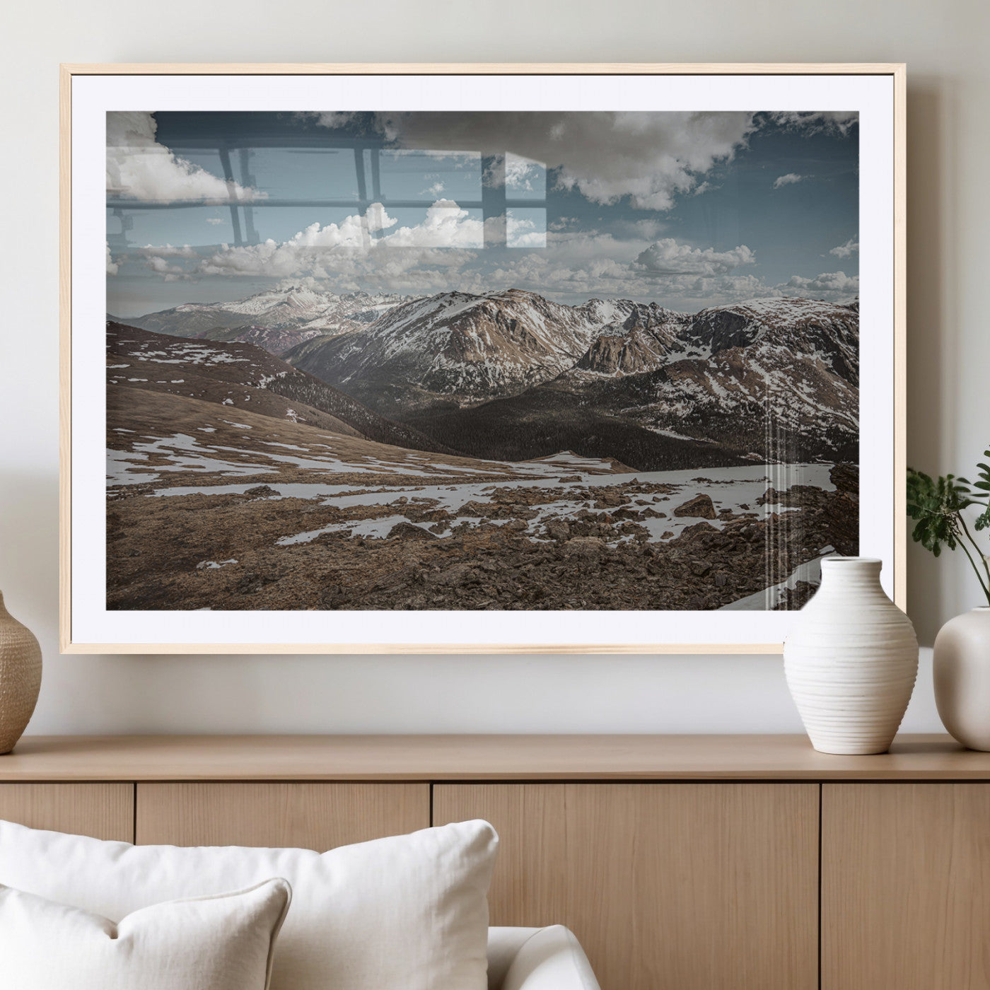 44565953-MGC-FP-36x24_Natural-Mountain Landscape Wall Art Canvas Print – Framed Snowy Peaks Rugged Highlands Nature Scene Artwork for Home Office