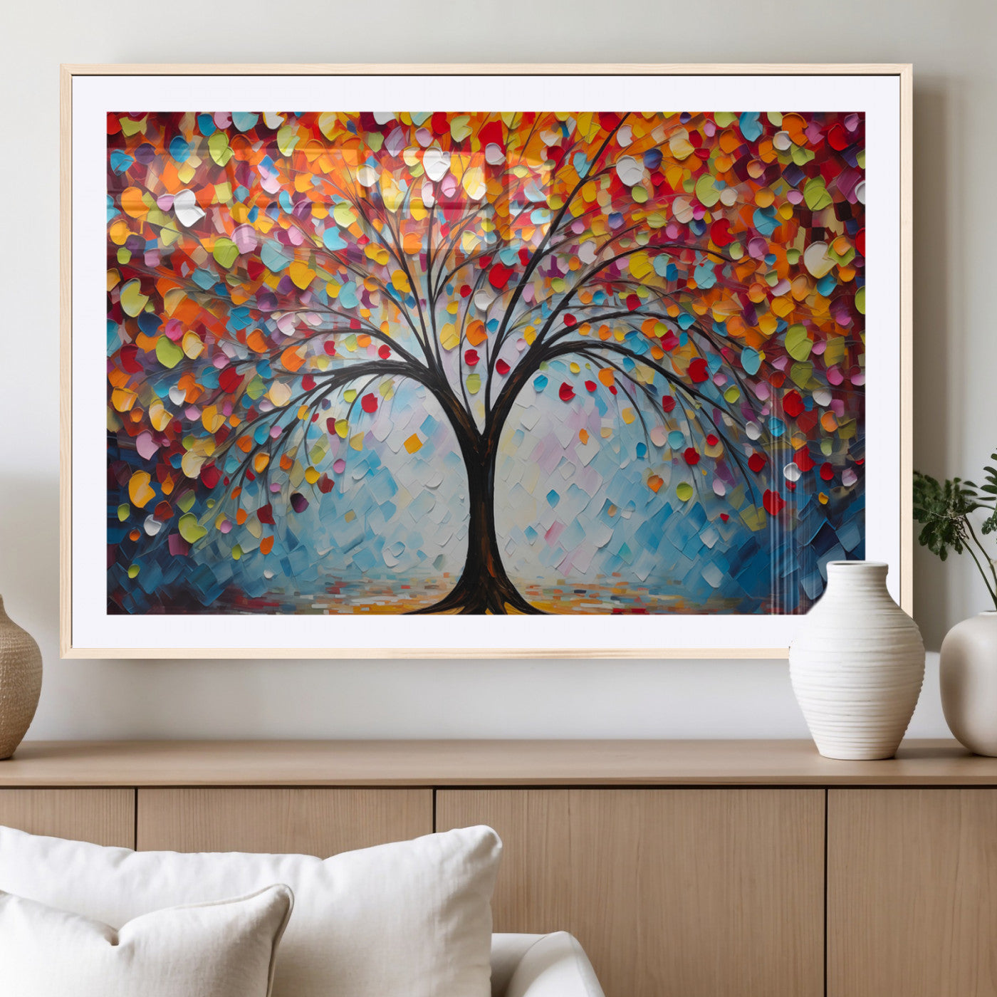 HS2447-MGC-FP-36x24_Natural-Vibrant Tree of Life Canvas Wall Art – Colorful Abstract Nature in Modern Decor - Ready to Hang