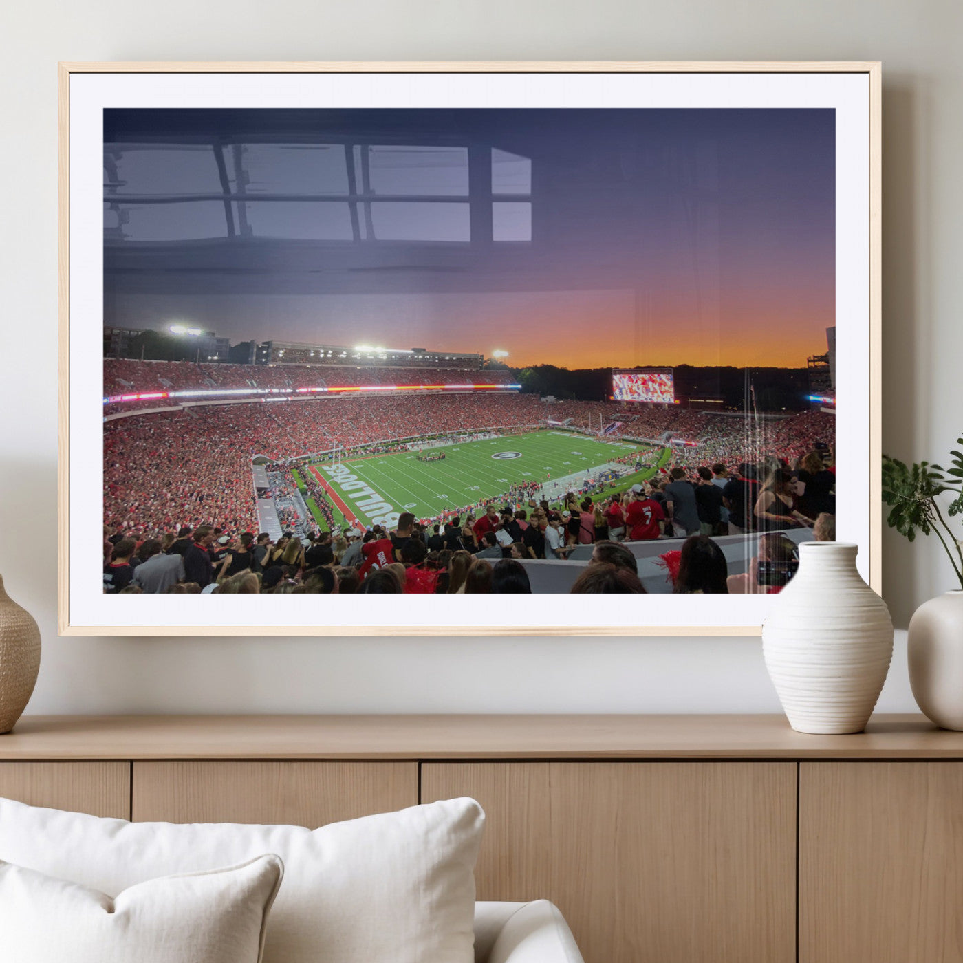 25139565-MGC-FP-40x30-Dooley Stadium Wall Art Print, Sports Arena Canvas Wall Art, Dooley Field at Sanford Stadium Canvas Print, Modern Athletic Field Art Printing