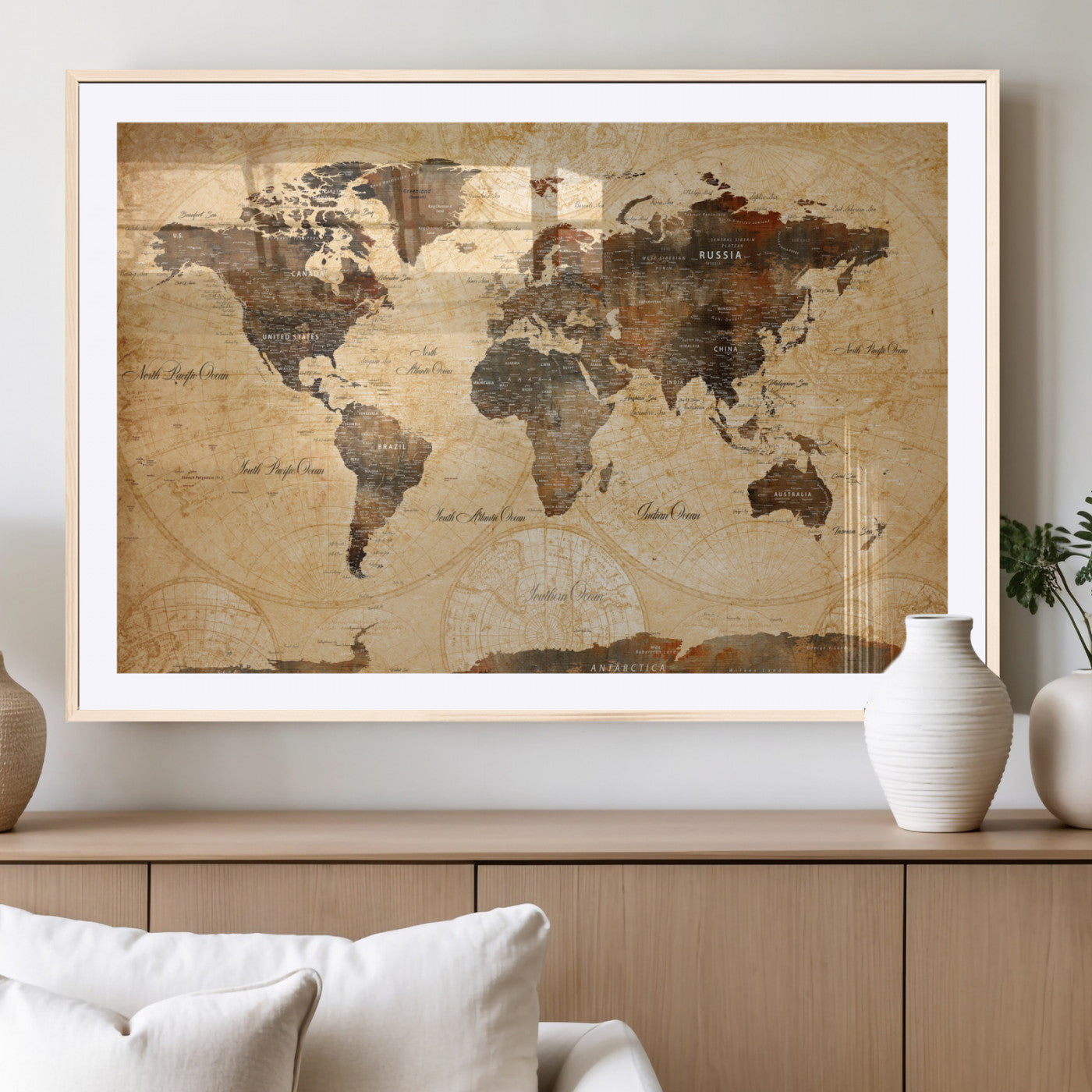 14542905-MGC-FP-36x24 - Push Pin World Map Canvas Print – Travel Tracker Wall Art for Couples, Perfect Anniversary Gift for Home or Office Decor