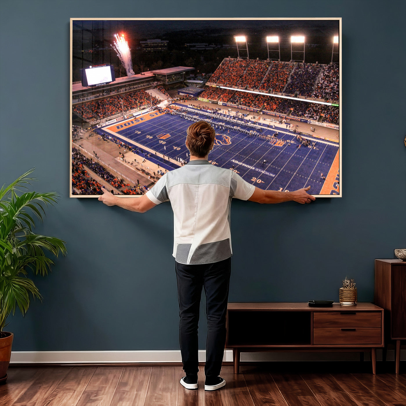 58849575-MGV-CV-36X24 - Boise State Stadium Large Wall Art Canvas Print for Living Room Office Wall Decor