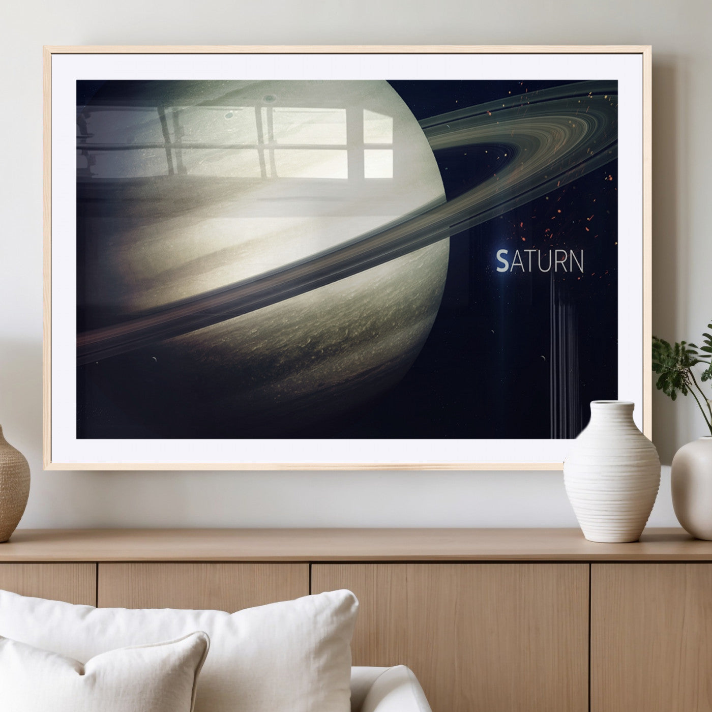 53060-MGC-FP-36x24_Natural-Framed Saturn Wall Art Canvas Print